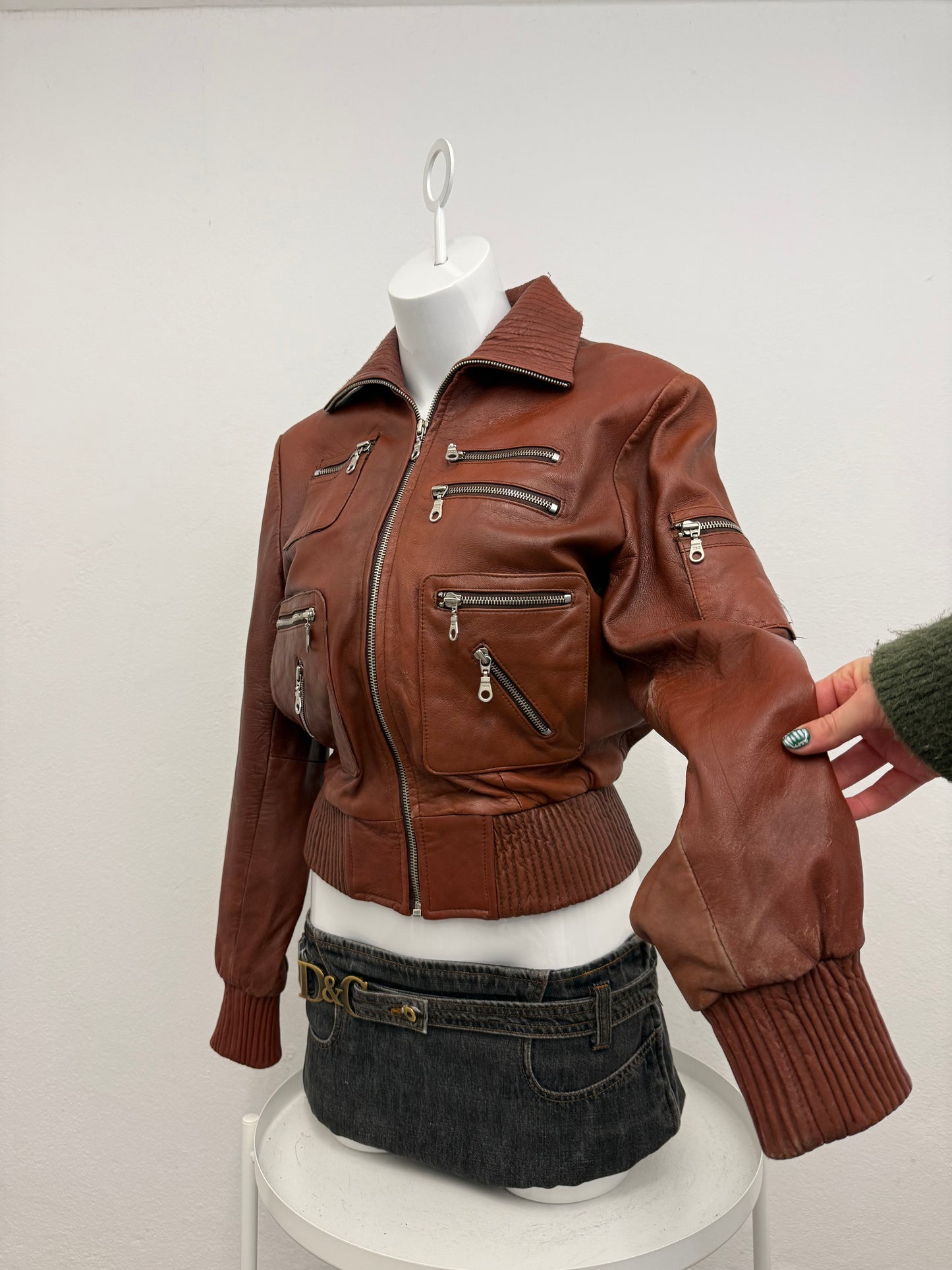 Leather Cargo Jacket (L)