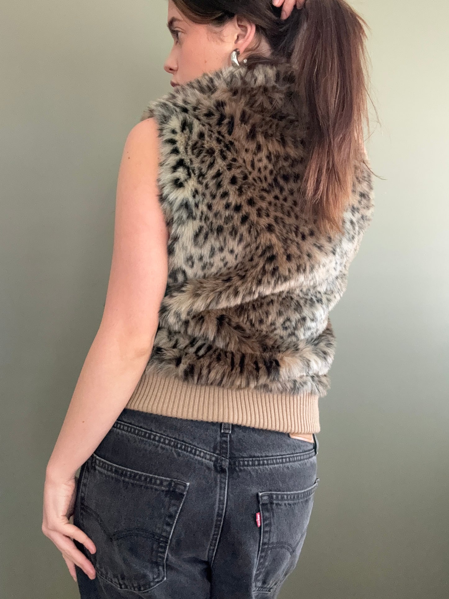 Faux Fur Leopard Gilet (UK10)