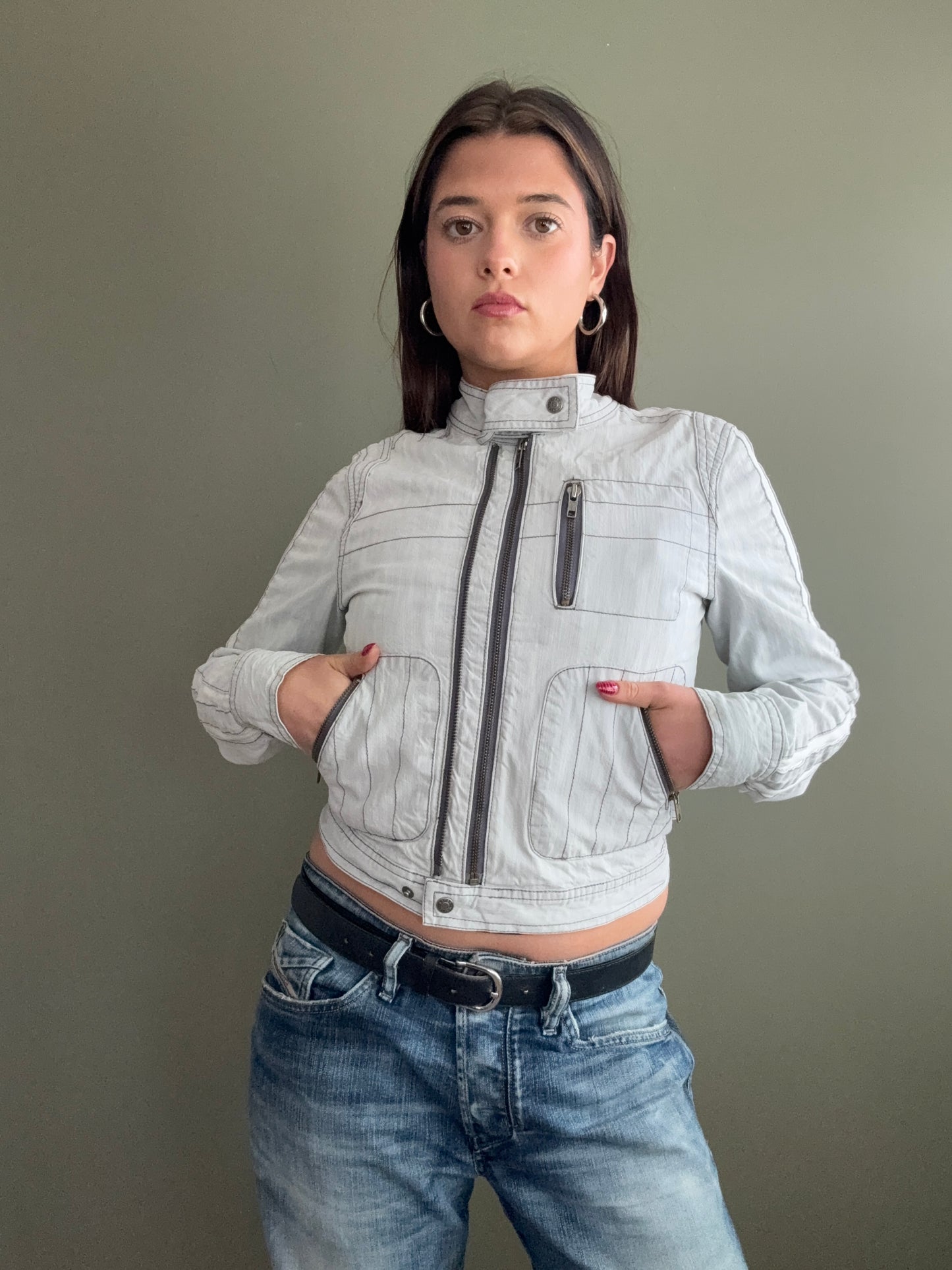 Grey Biker Jacket (UK10)
