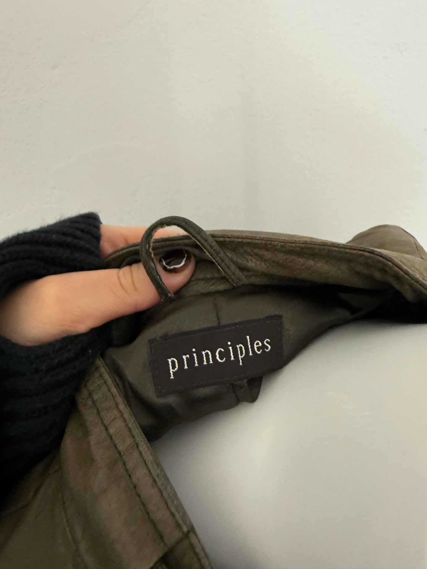 Khaki Leather Jacket (UK12)