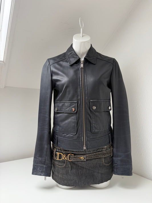 Leather Fitted Jacket (UK10)