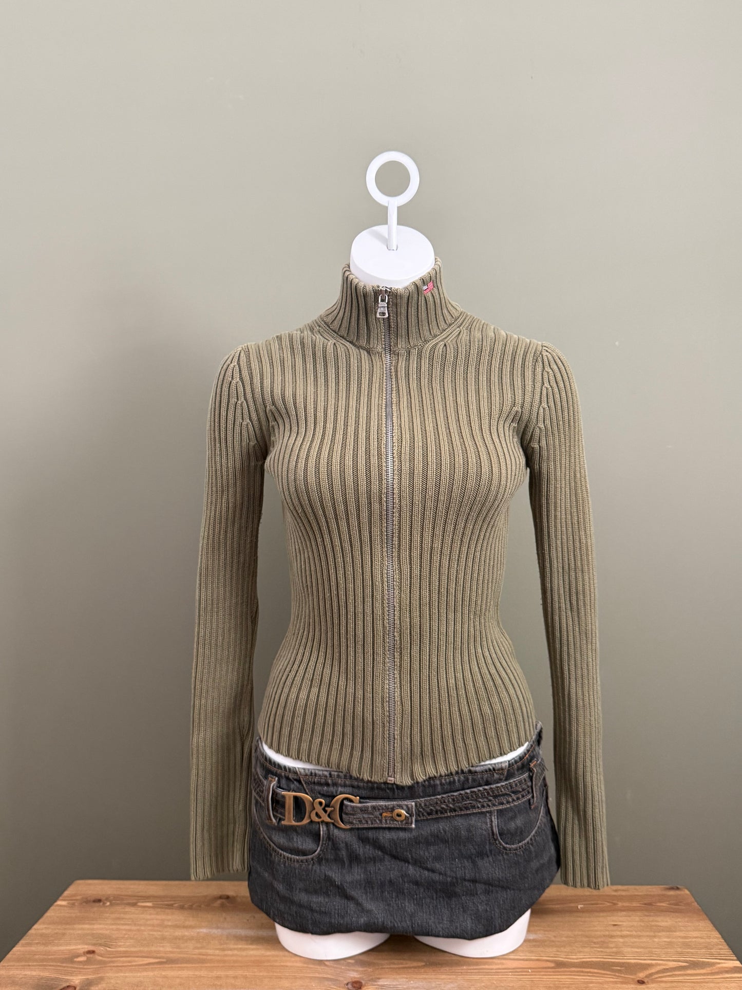Ralph Lauren Khaki Zip Jumper (S)