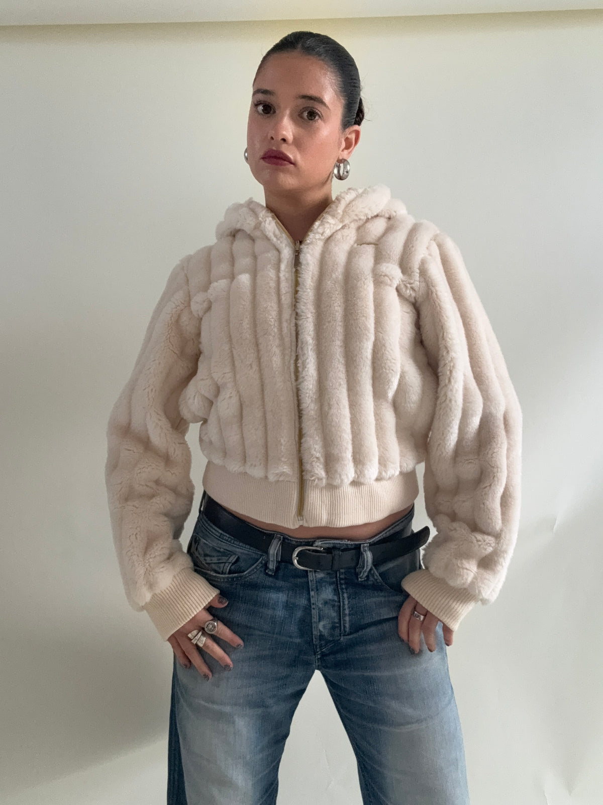 Faux Fur Hooded Jacket (XS)