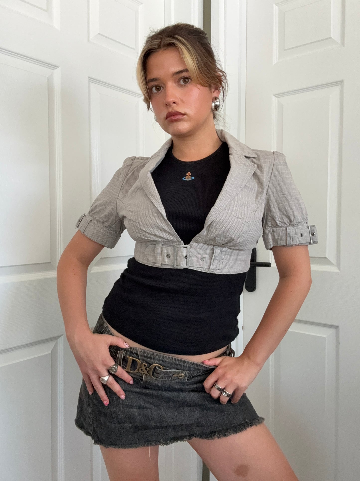 Tartan Shortsleeve Buckle Jacket (UK8)