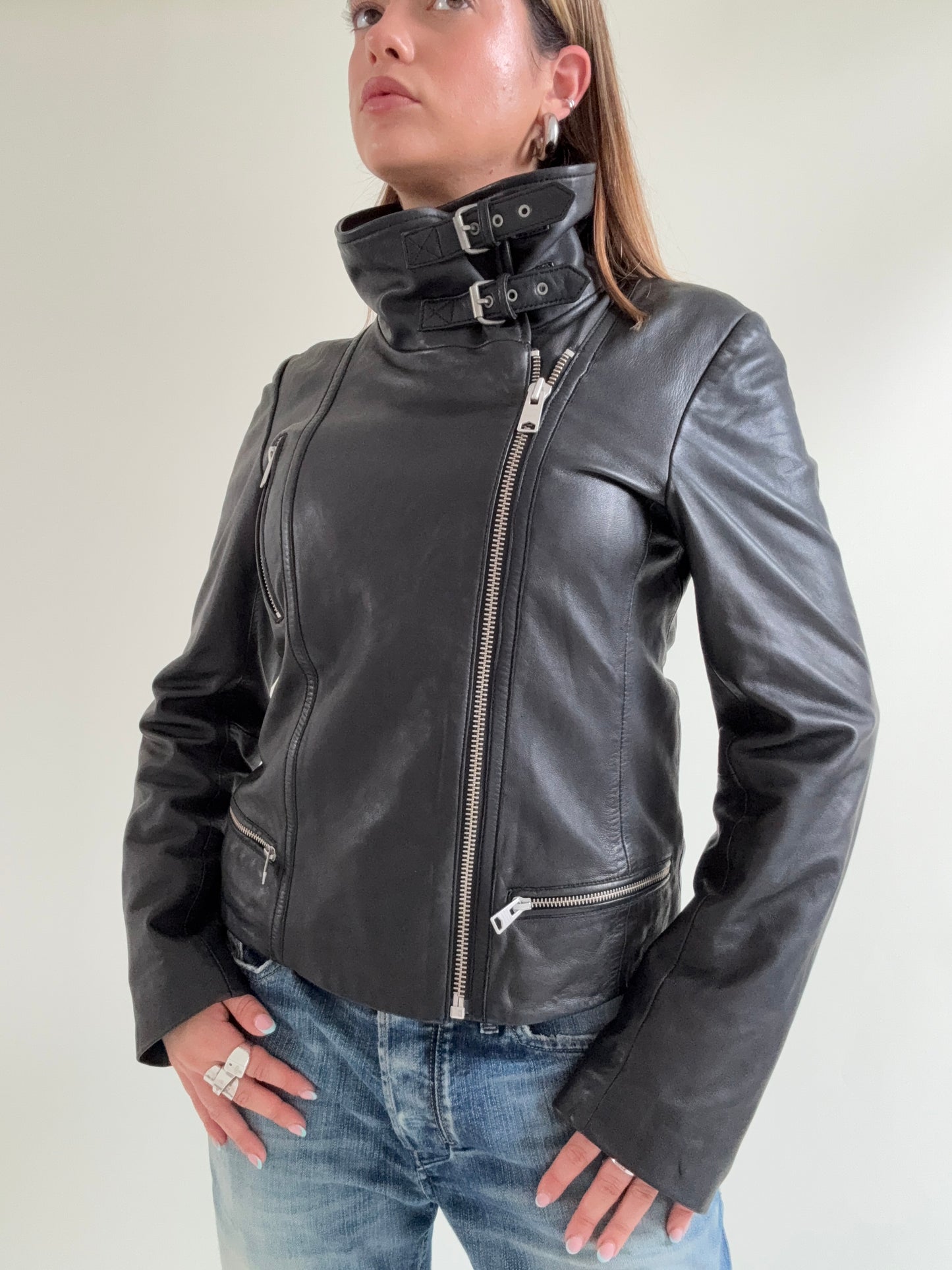 Allsaints Leather Buckle Jacket (UK12)