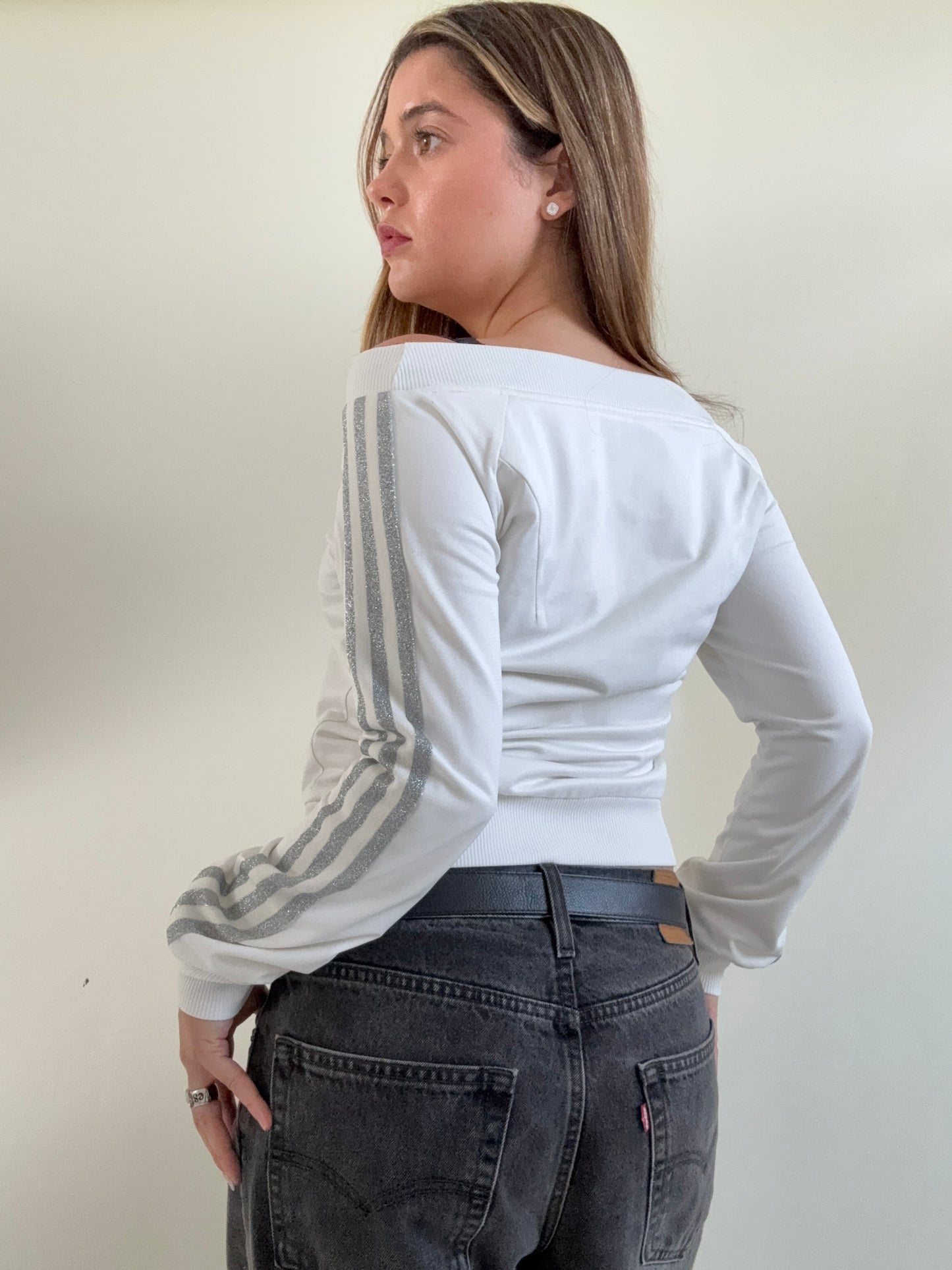 Adidas Off The Shoulder Tracksuit Top (S)