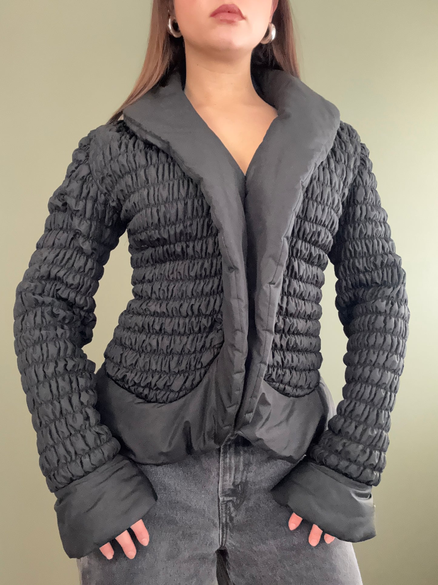 Ruched Fitted Puffer Coat (UK10)