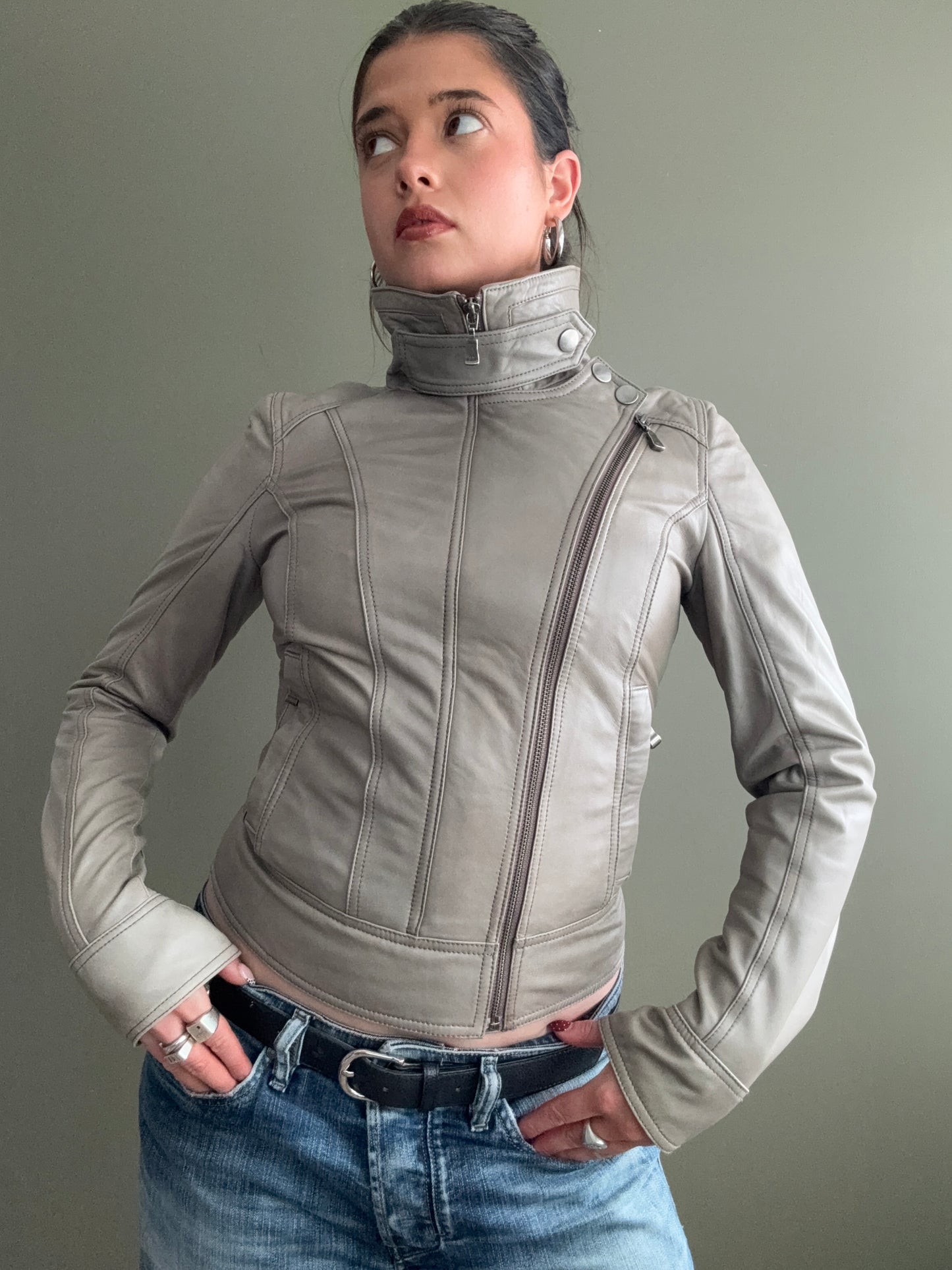 Ted Baker Fitted Leather Jacket (XS)