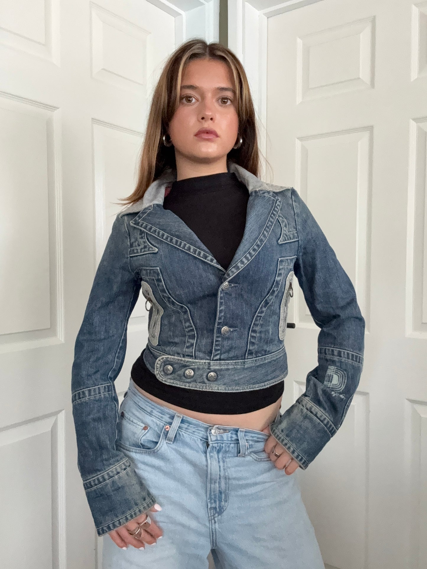 Diesel Cropped Fitted Denim Jacket (S)