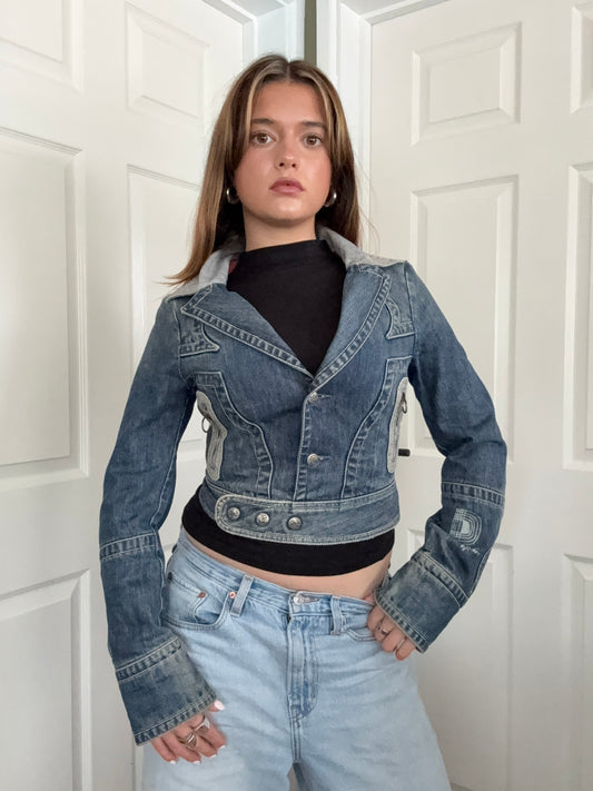 Diesel Cropped Fitted Denim Jacket (S)