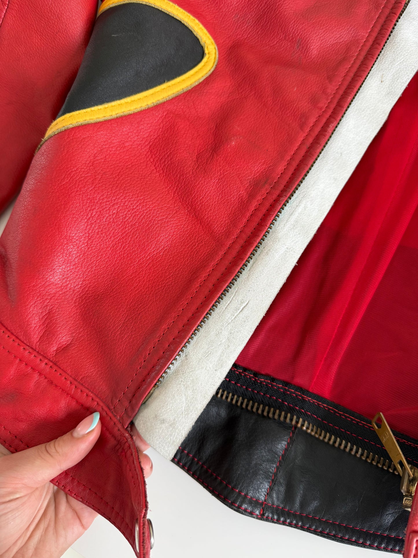 Vintage Leather Biker Jacket (XS)