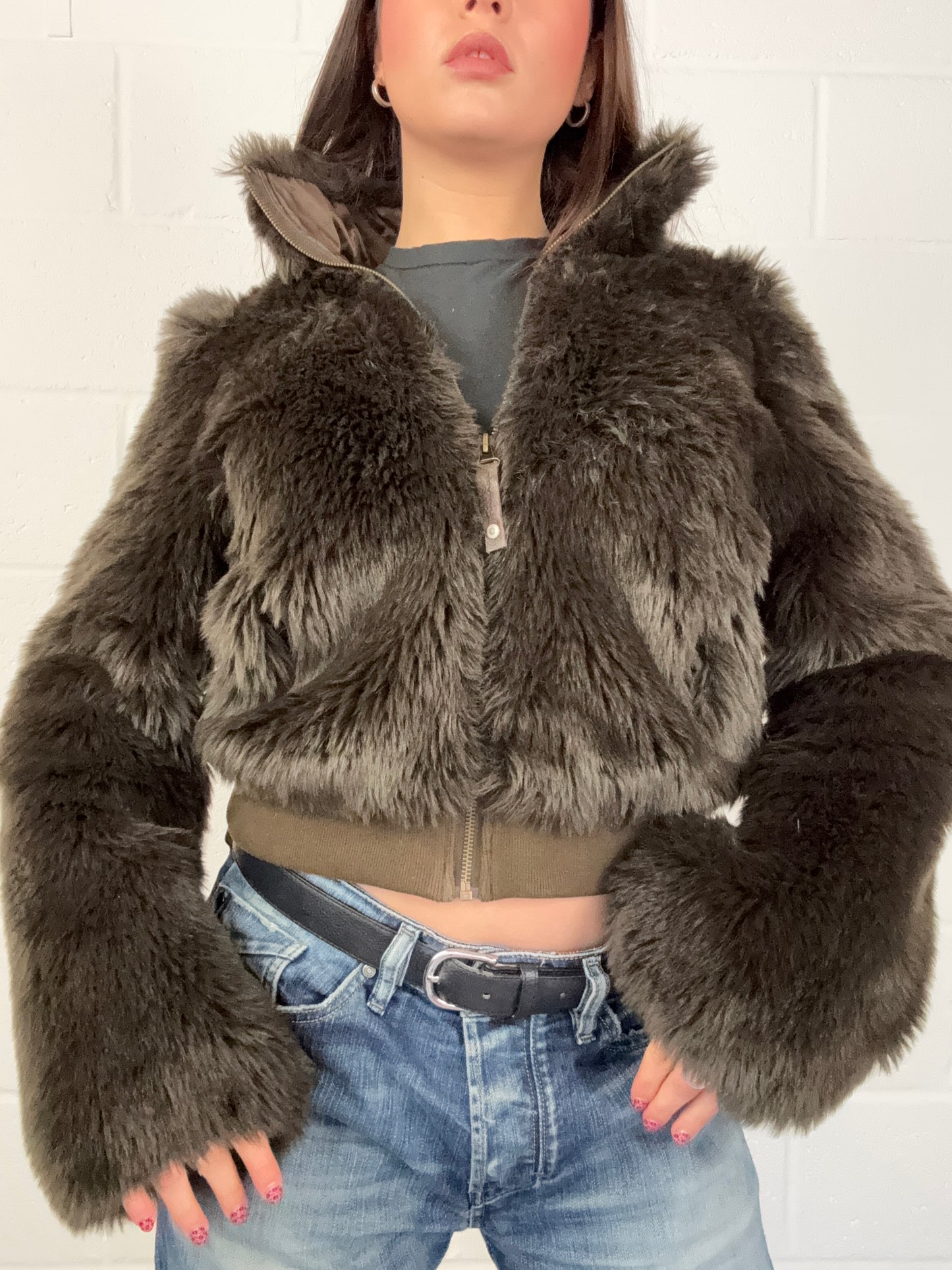 Firetrap Faux Fur Bomber Jacket (S)