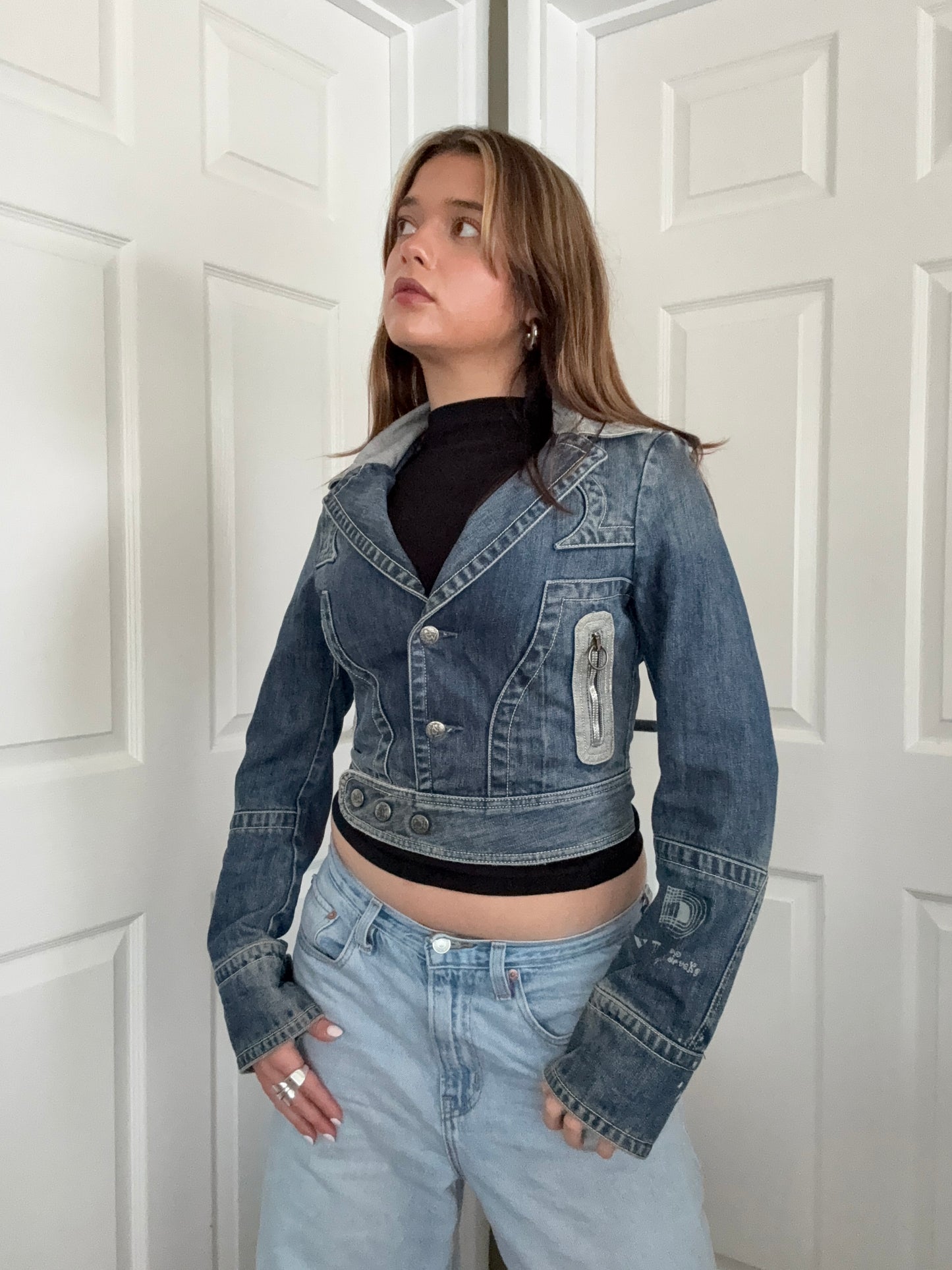 Diesel Cropped Fitted Denim Jacket (S)