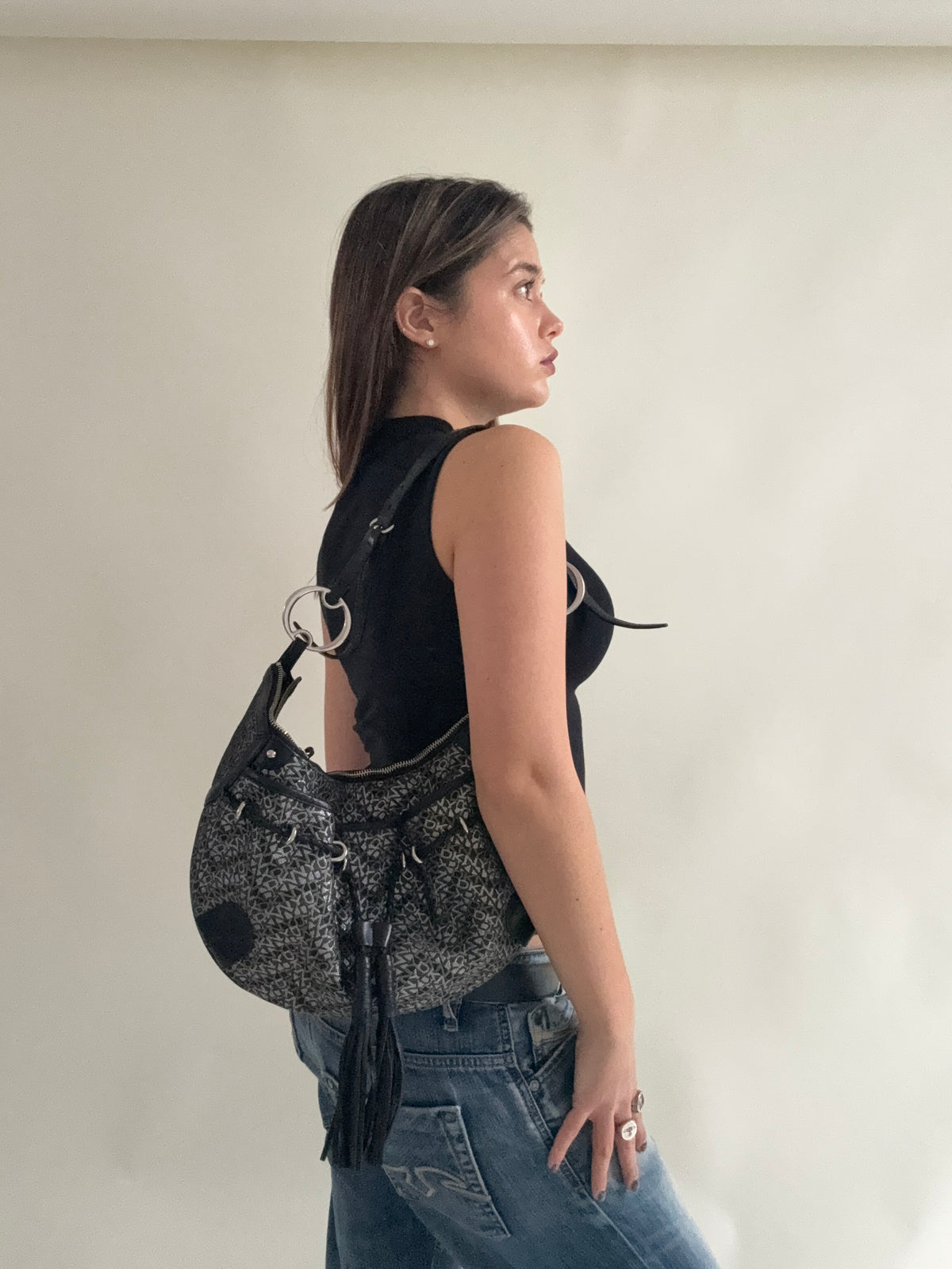 DKNY Slouchy Monogram Shoulder Bag