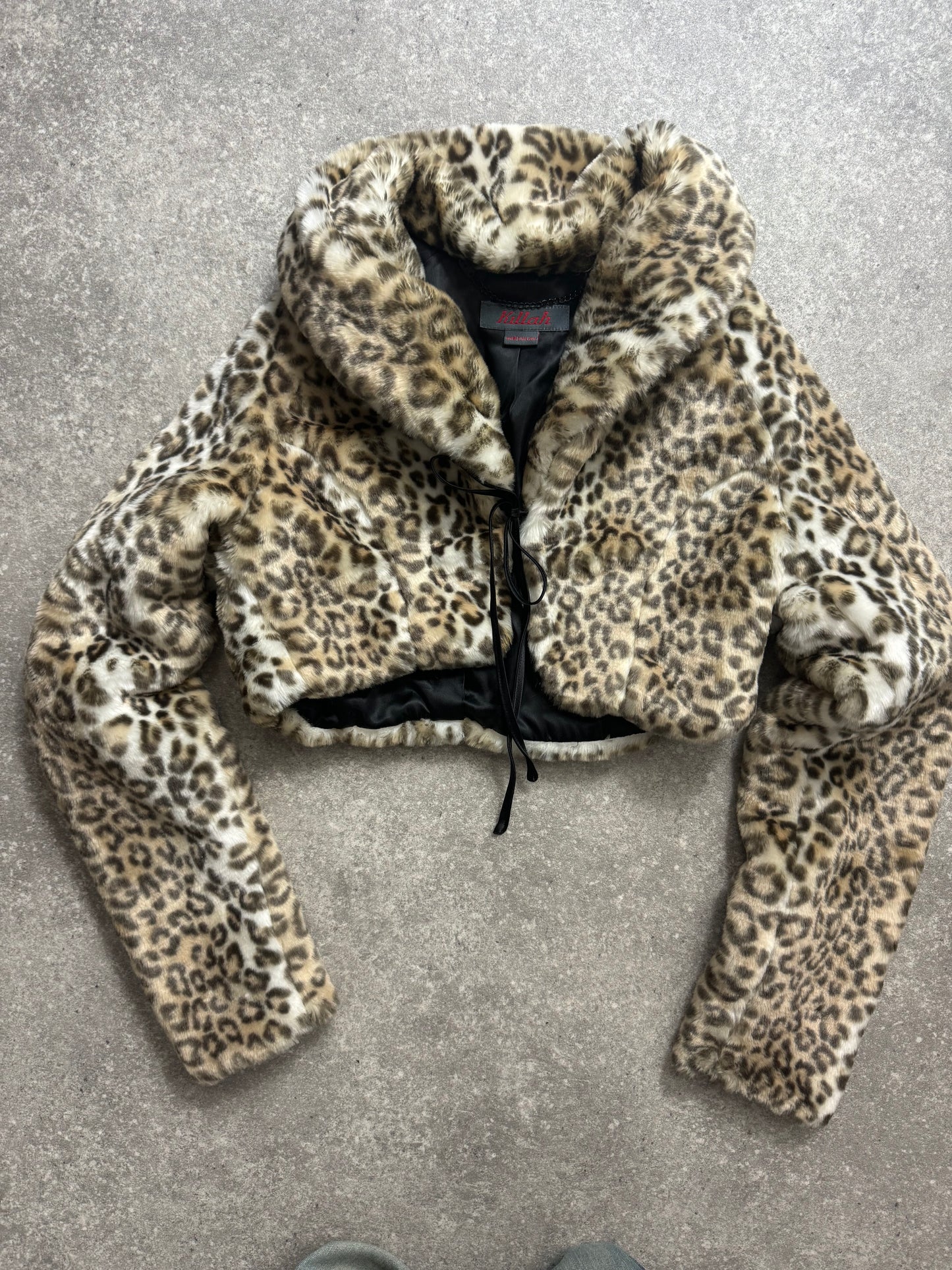 Y2K Killah Leopard Faux Fur Cardigan (M)