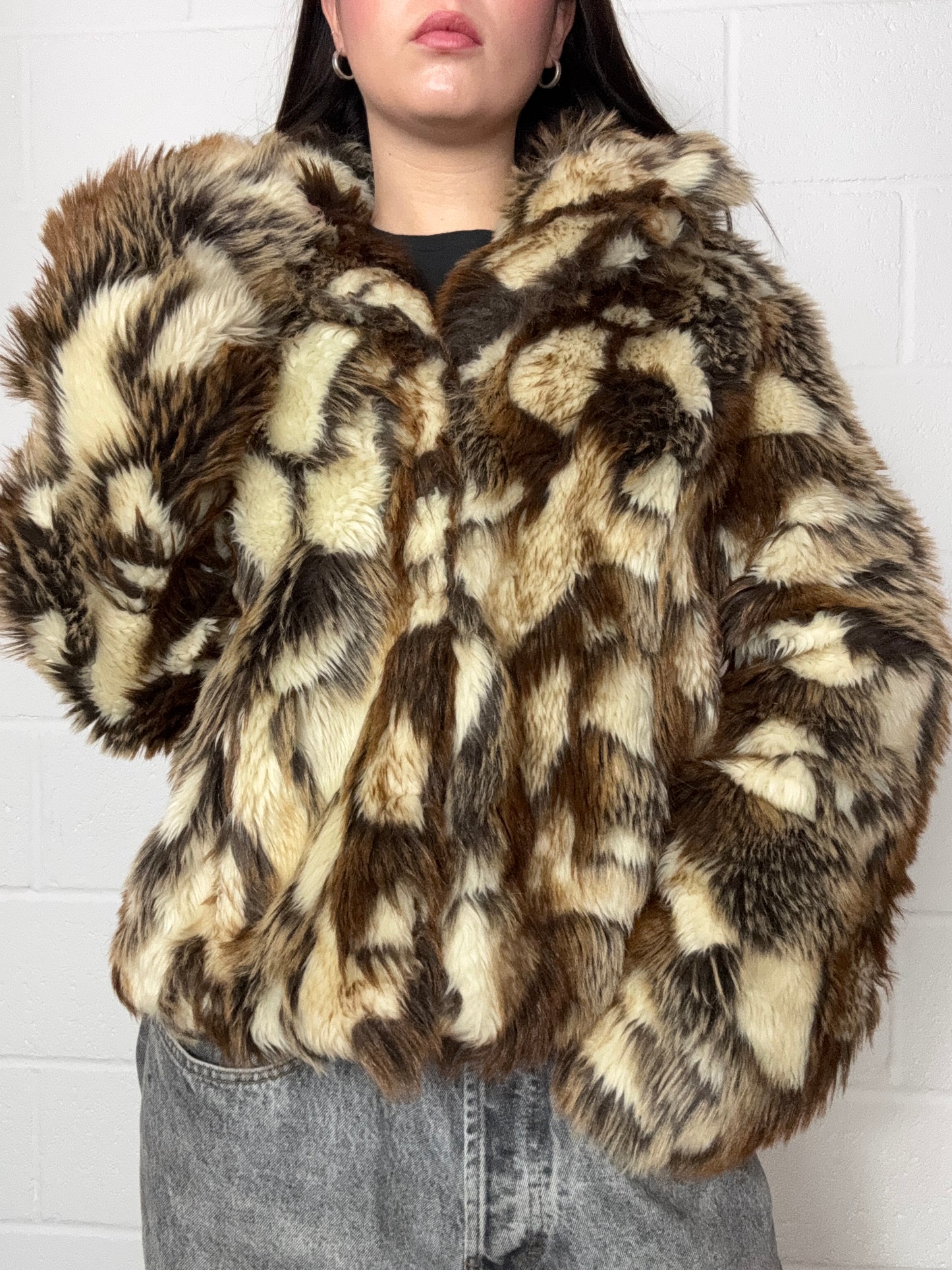 Faux Fur Patchwork Jacket (UK12)