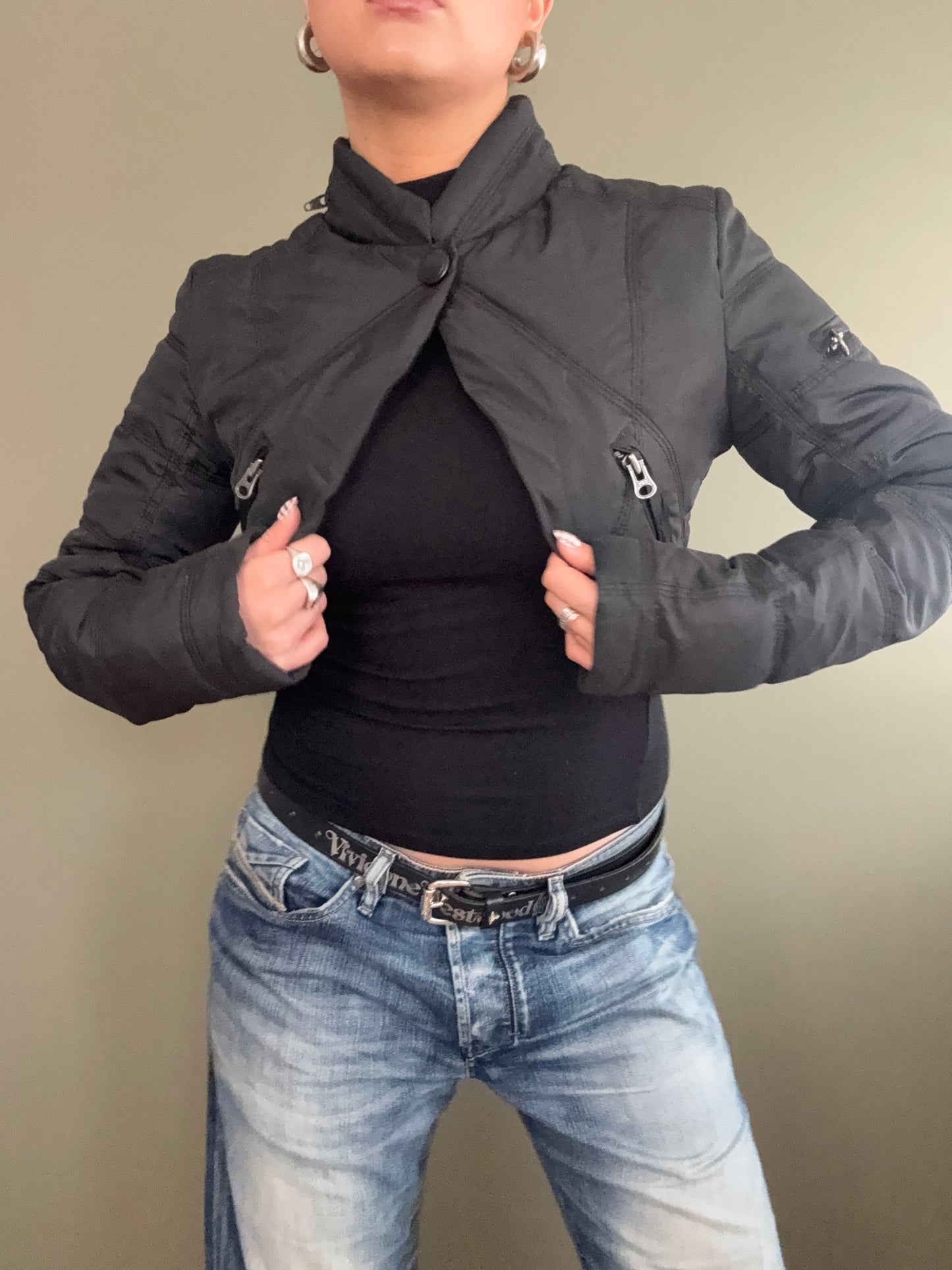 Y2K Ultra Cropped Puffer Jacket (UK8)