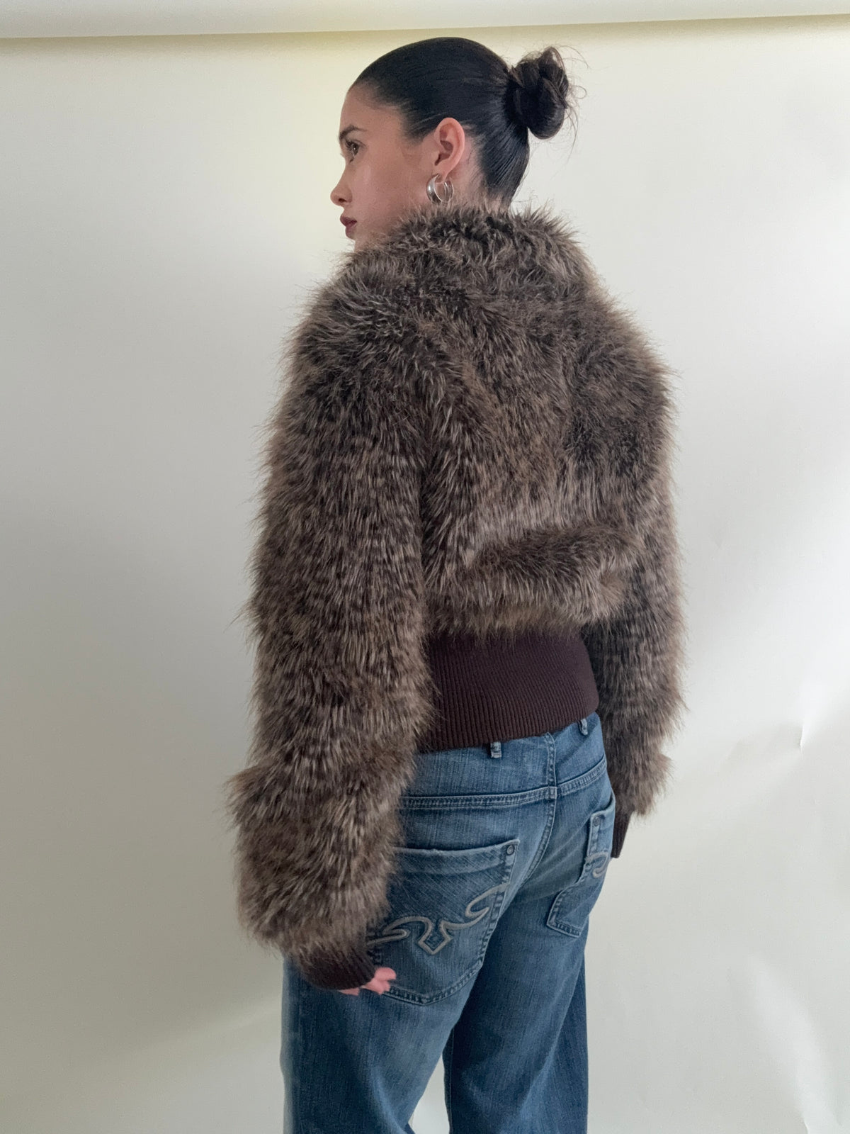 Faux Fur Leopard Bomber Jacket (UK12)