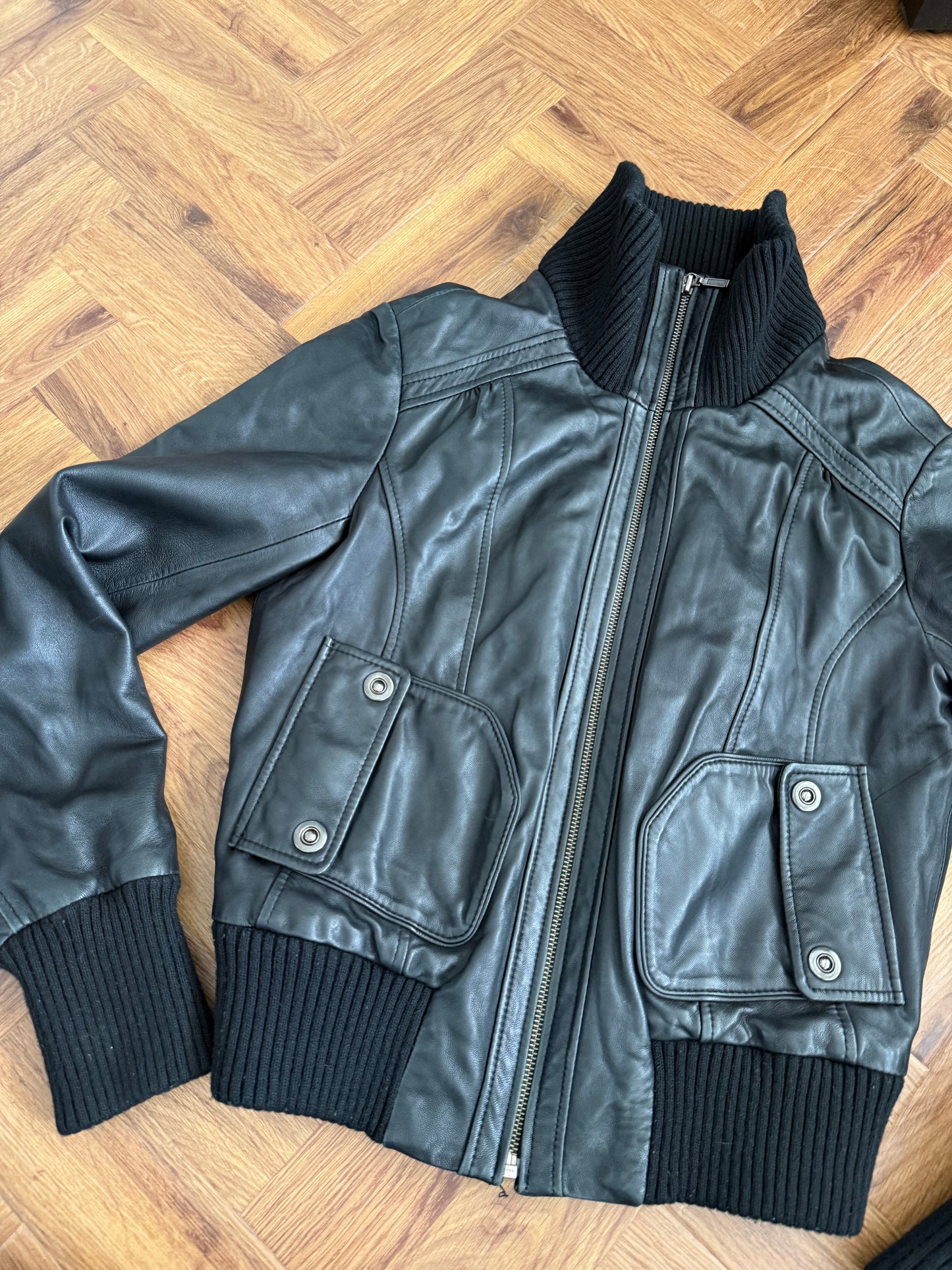 Leather Bomber Jacket (UK12)