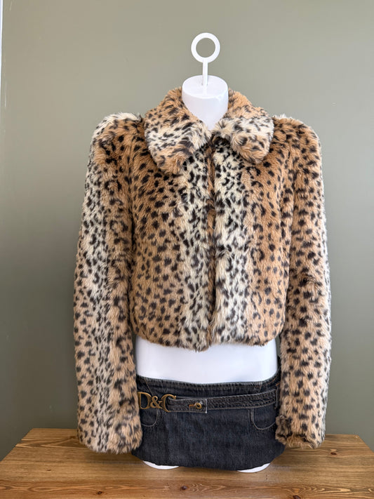 Leopard Faux Fur Jacket (UK8)