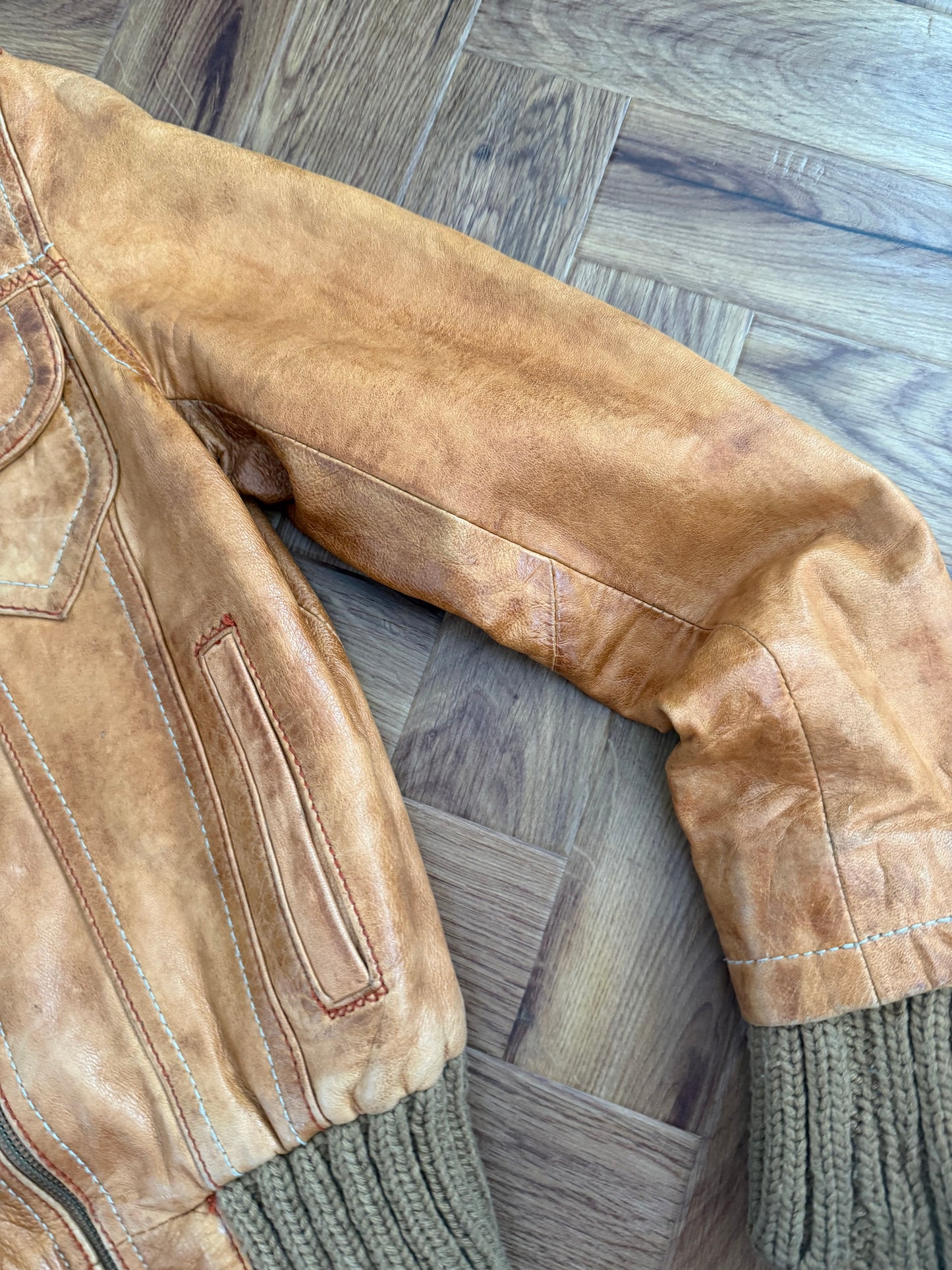 Vintage Leather Bomber Jacket (UK10)