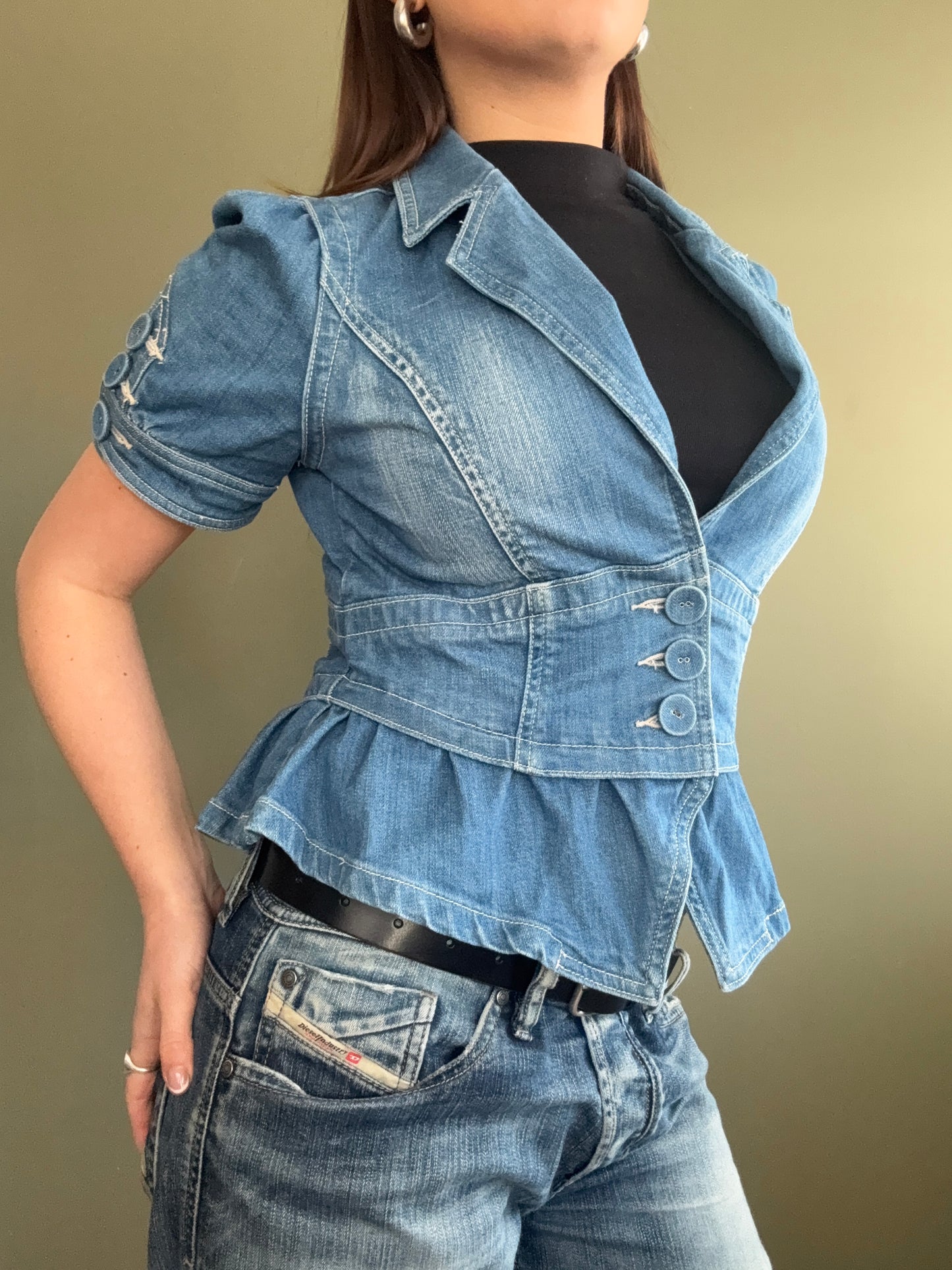 Denim Fitted Shortsleeve Jacket (UK12)