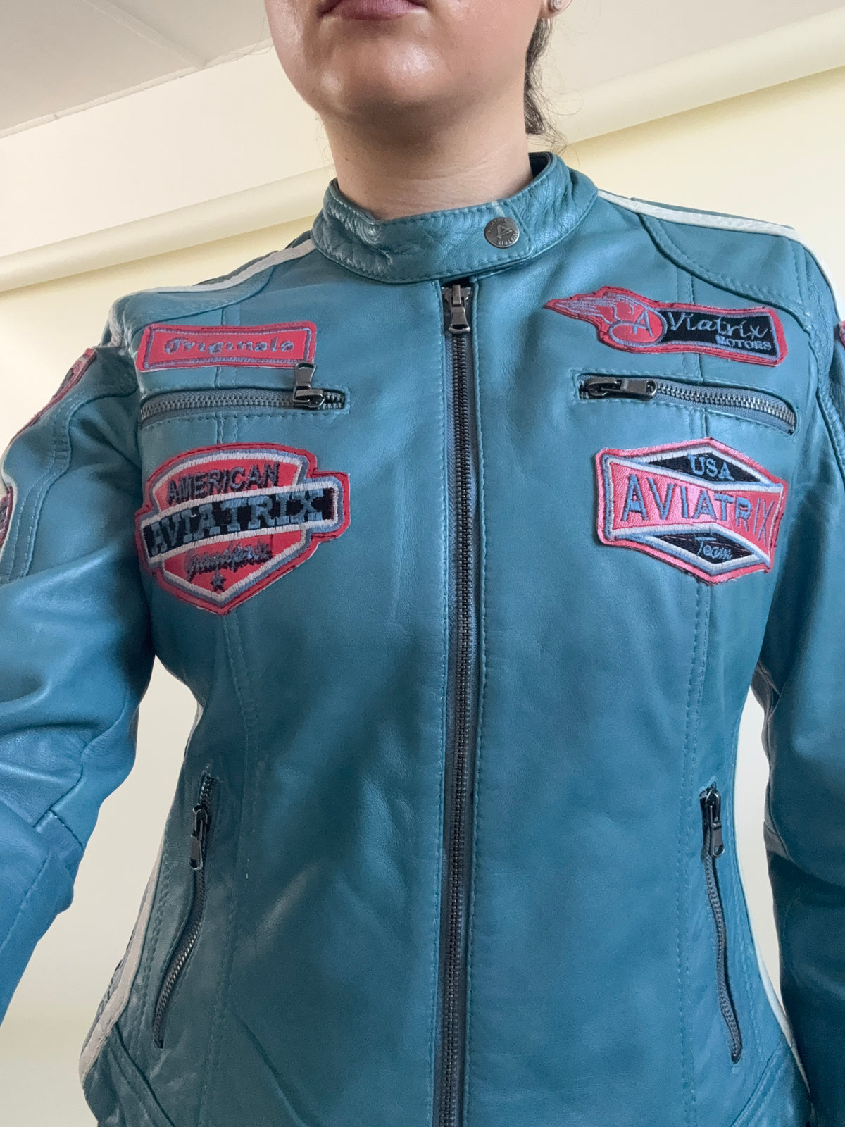 Aviatrix Leather Biker Jacket (S)