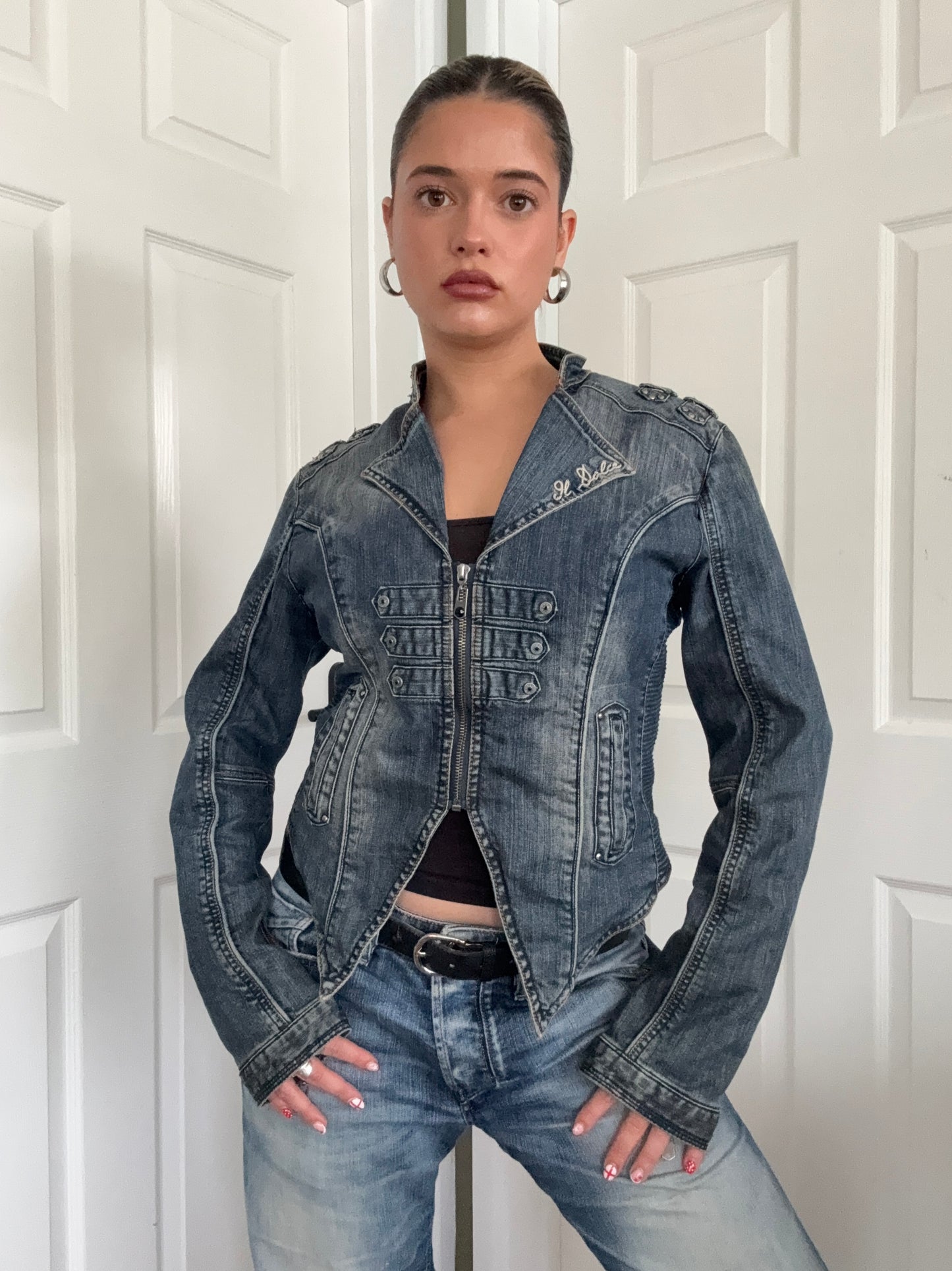 Denim Military Jacket (L)