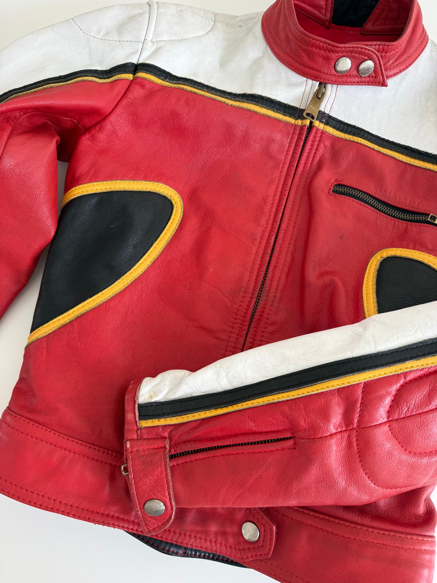 Vintage Leather Biker Jacket (XS)