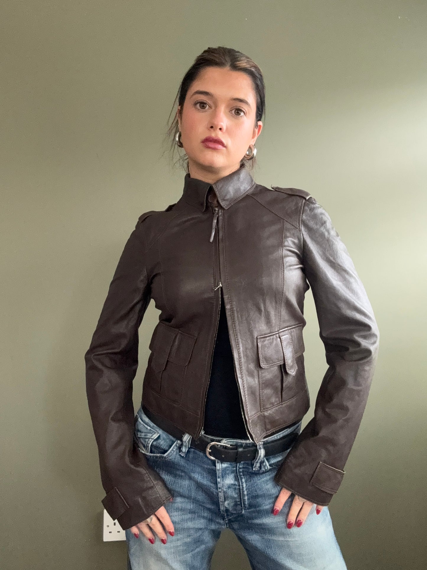 Hugo Boss Leather Jacket (UK8)