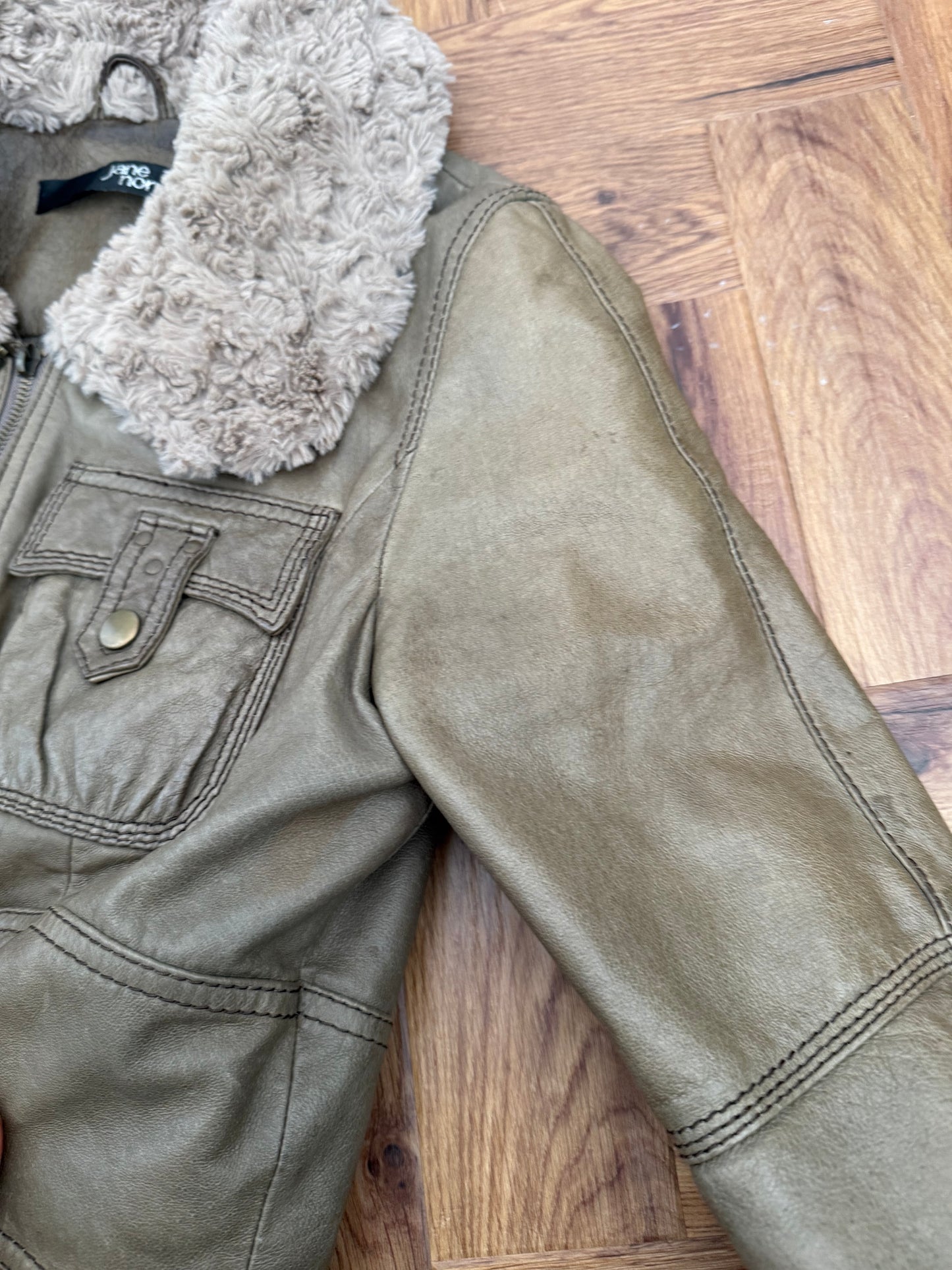 Jane Norman Leather Cropped Jacket (UK10)