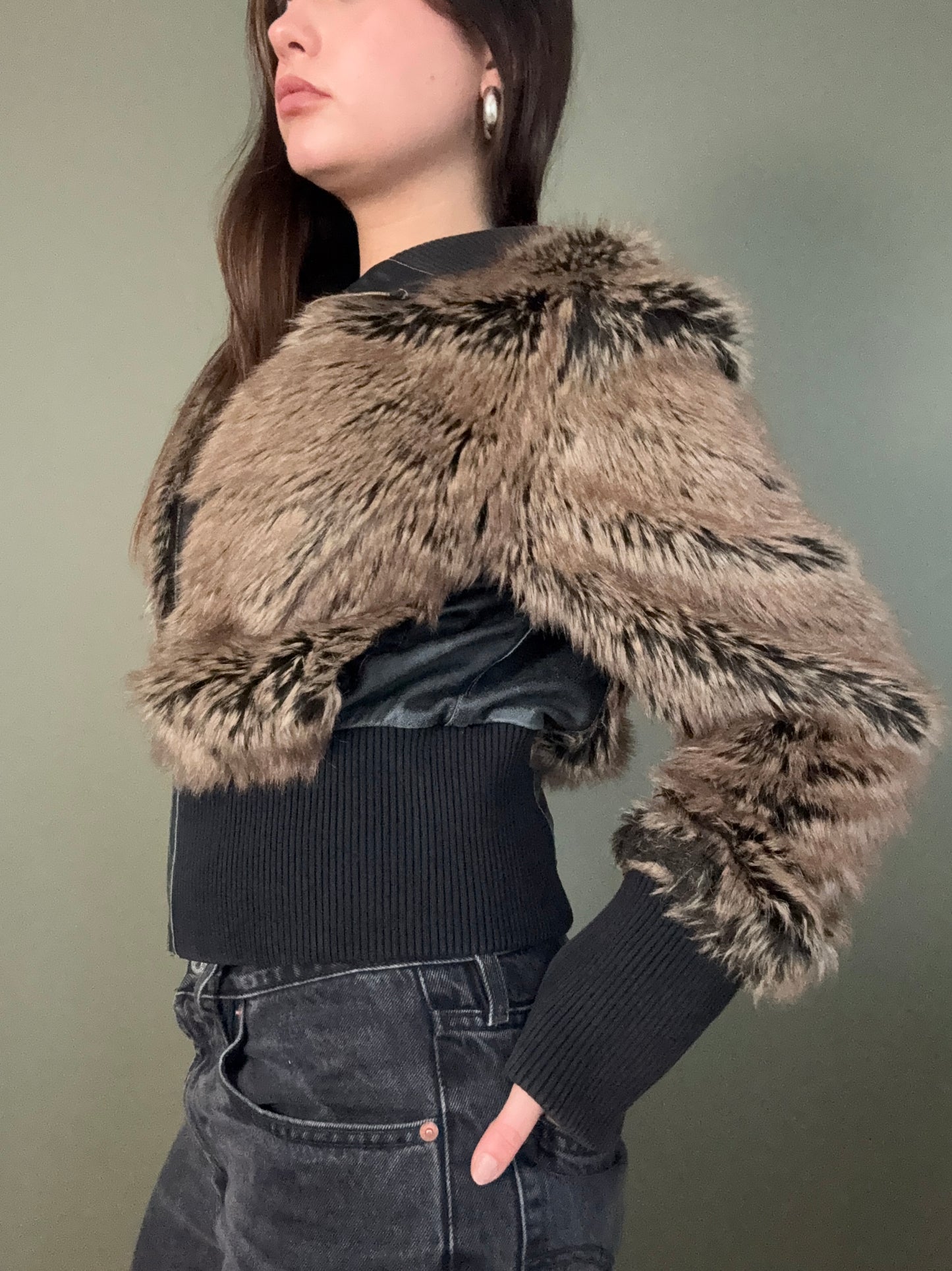 Faux Fur Bomber Jacket (M)