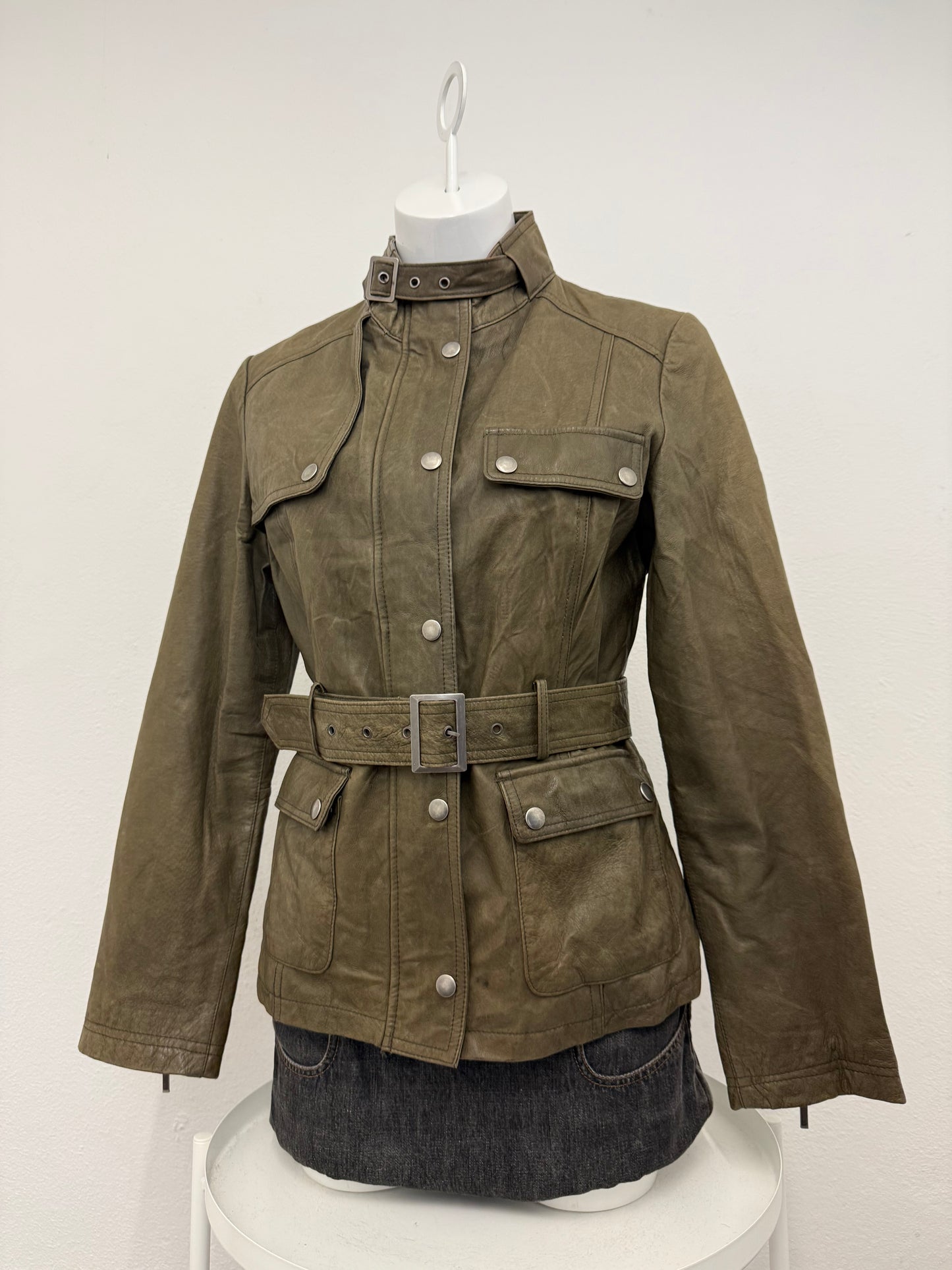Khaki Leather Jacket (UK12)