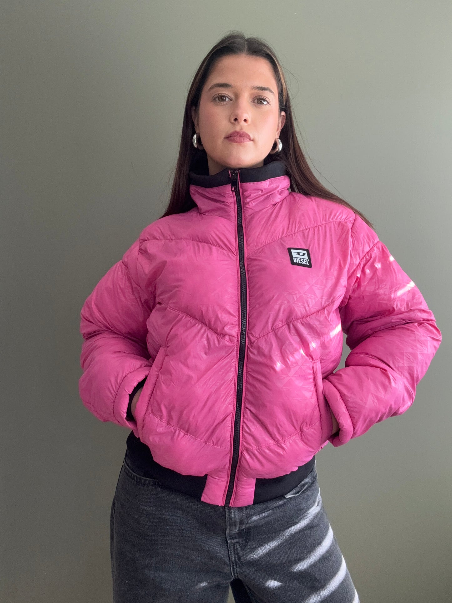 Diesel Pink Puffer Jacket (S)