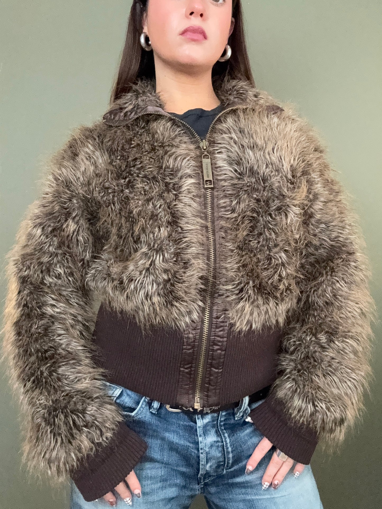 Faux Fur Bomber Jacket (UK16)