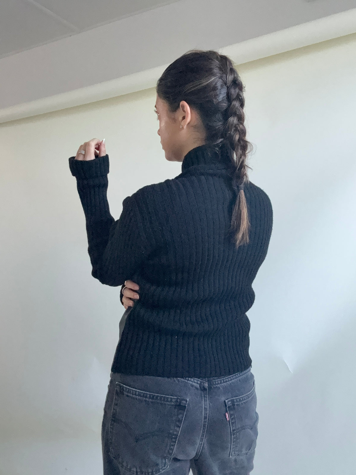 Knitted Leather Jacket (UK14)