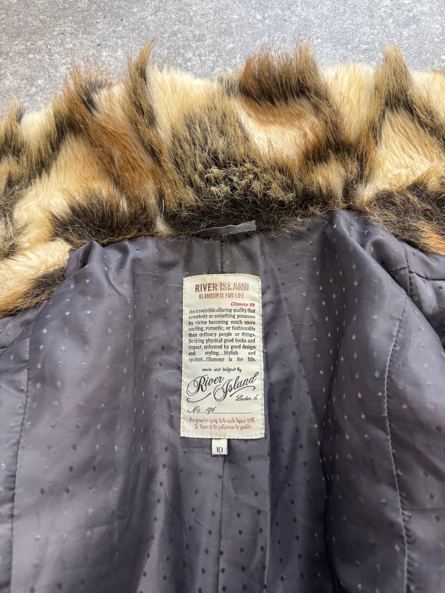 Faux Fur Patchwork Jacket (UK10)