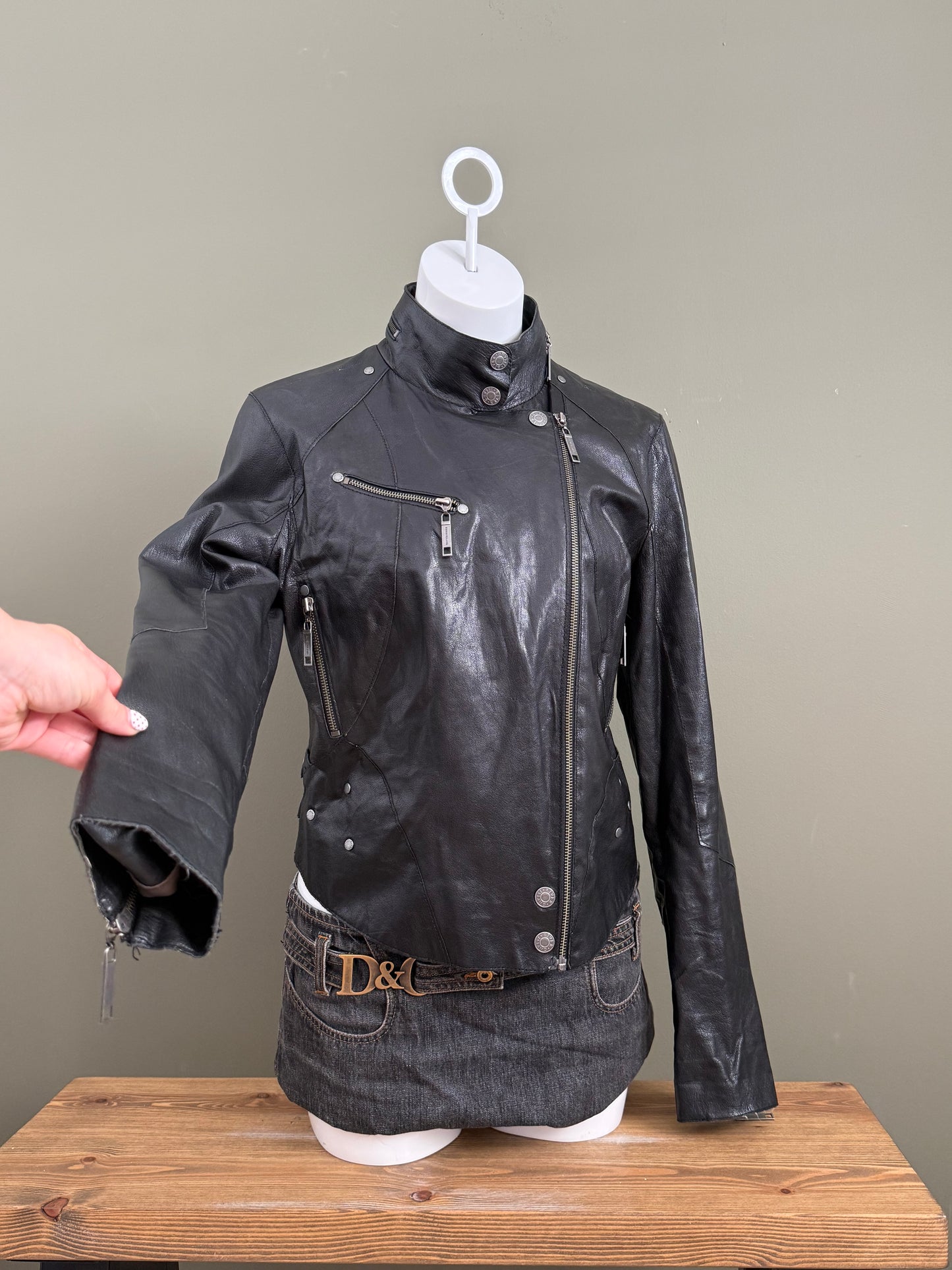 Leather Biker Jacket (UK14)