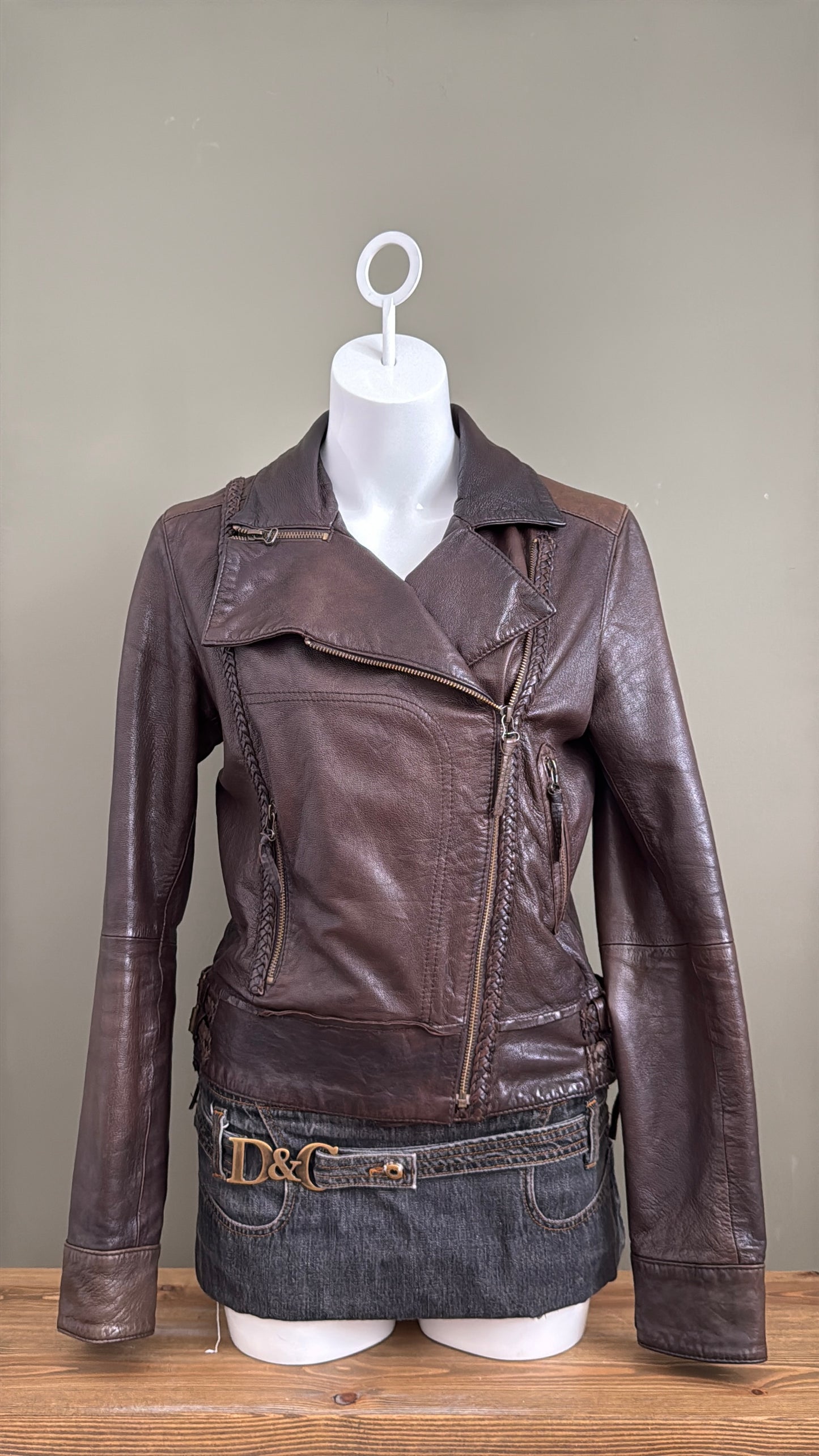 Allsaints Leather Braided Jacket (UK12)