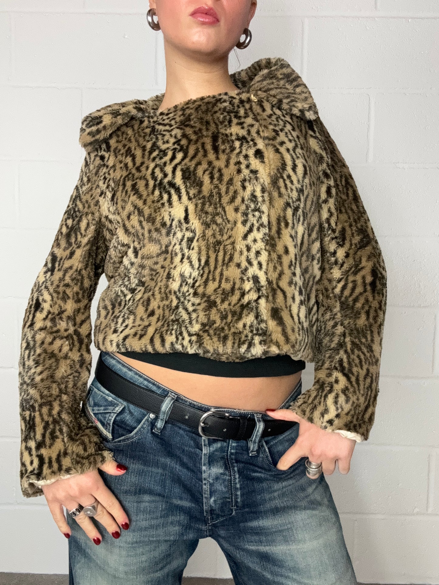 Y2K Leopard Faux Fur Jacket