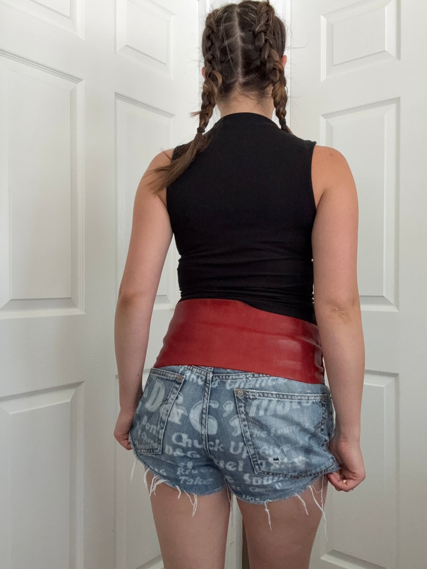Diesel Red Leather Belt (XS)