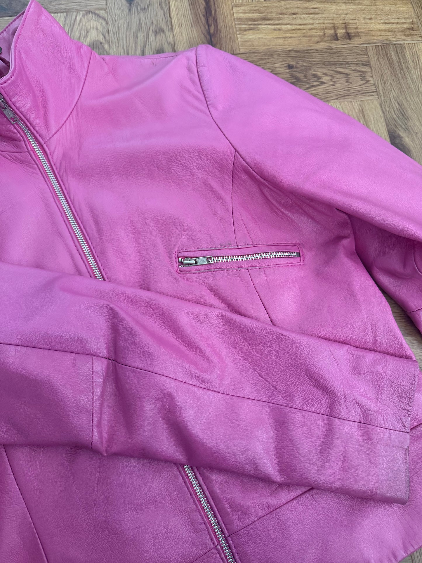 Pink Leather Jacket (L)