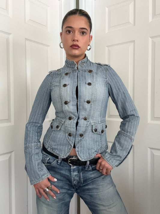 Karen Millen Denim Pinstripe Jacket (UK10)