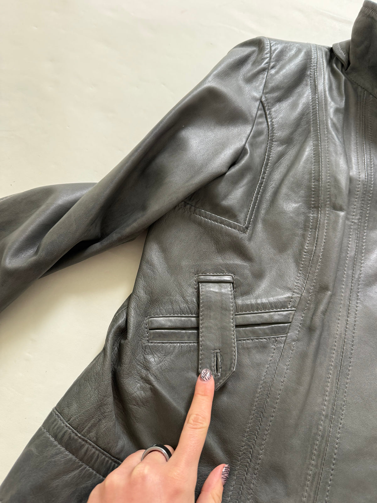 Vintage Leather Funnel Neck Jacket (XL)
