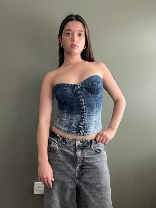 Miss Sixty Denim Corset Top (XS)