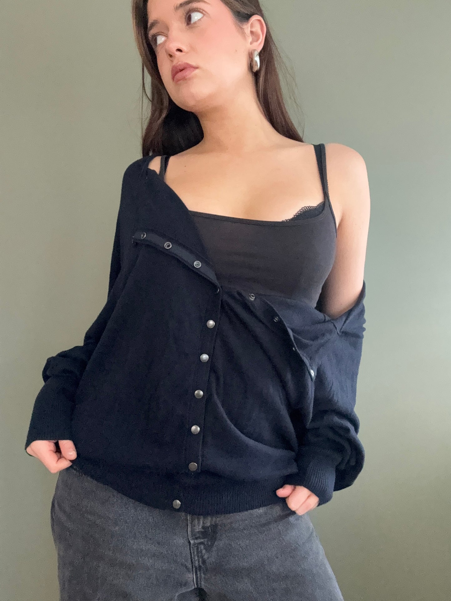 Navy Allsaints Batwing Jumper (L)