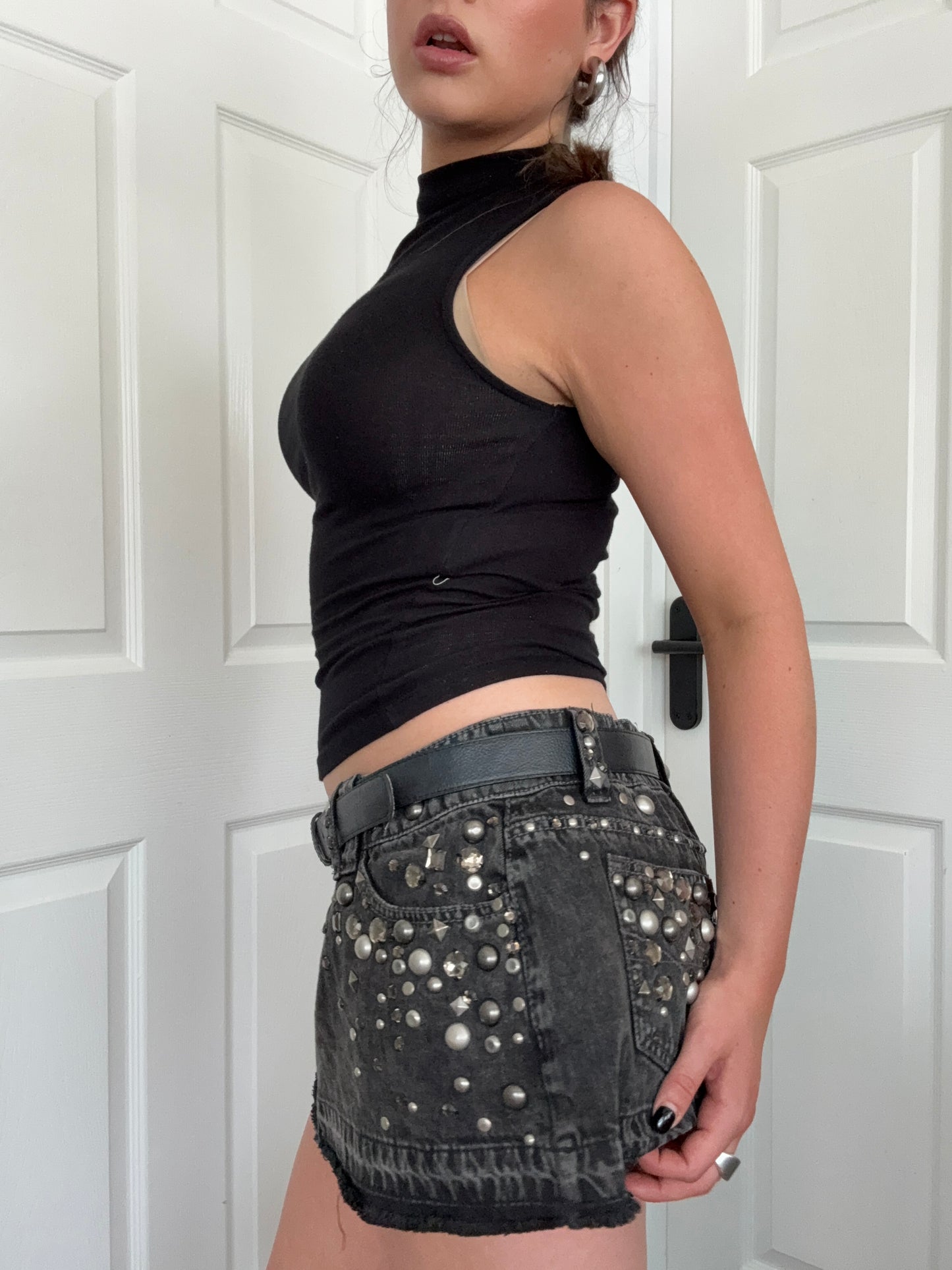Y2K Studded Mini Skirt (UK12)
