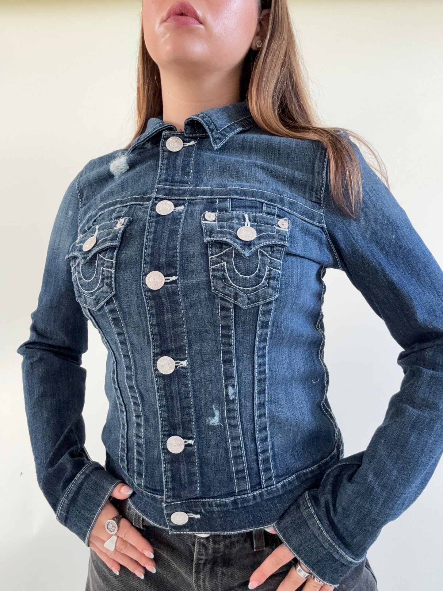 True Religion Denim Contrast Stitch Denim Jacket (S)