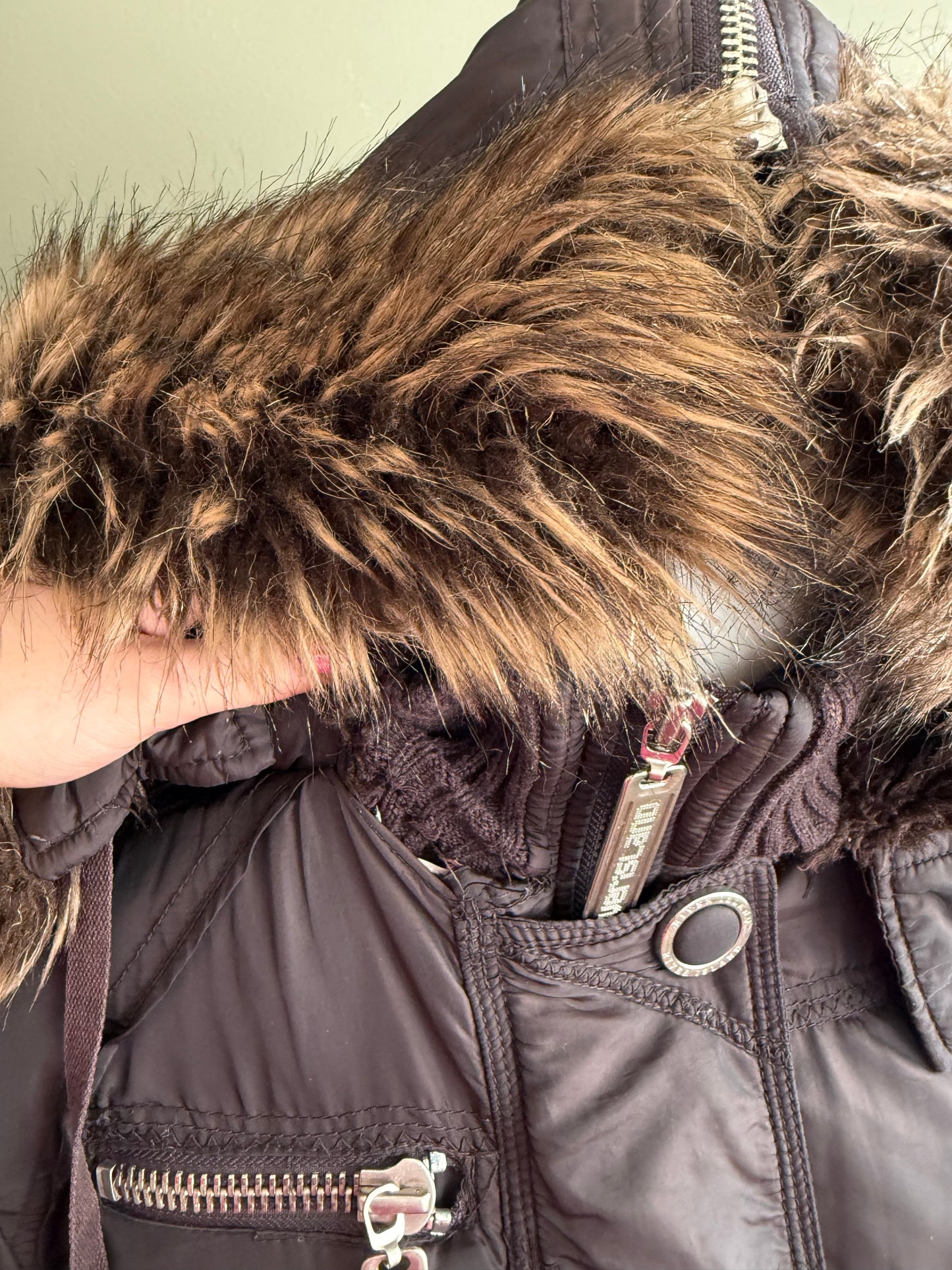 Y2K Brown Puffer Jacket (UK12)