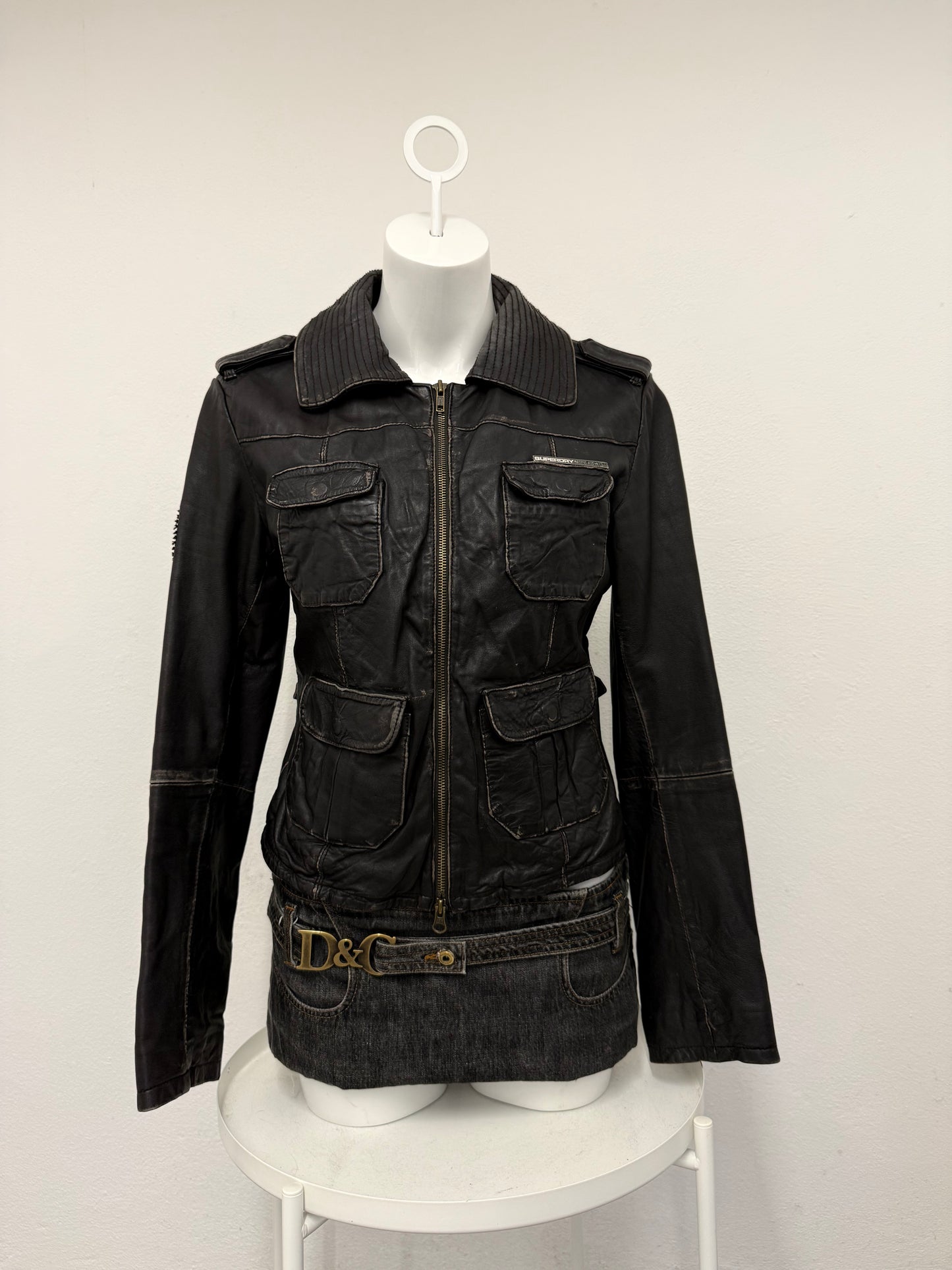 Superdry Cargo Leather Jacket (M)